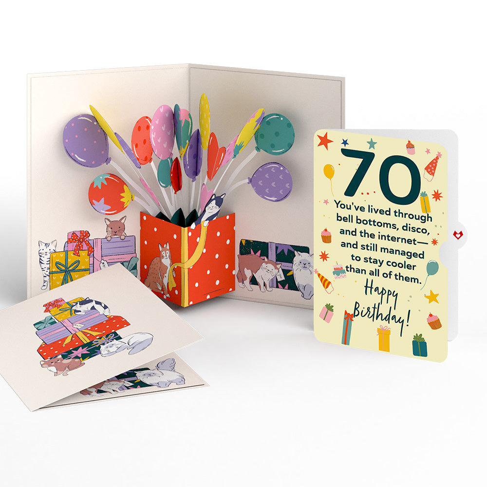 Curious Cats 70th Birthday Pop-Up Card and Sentiment Set、mySite、solidvoid