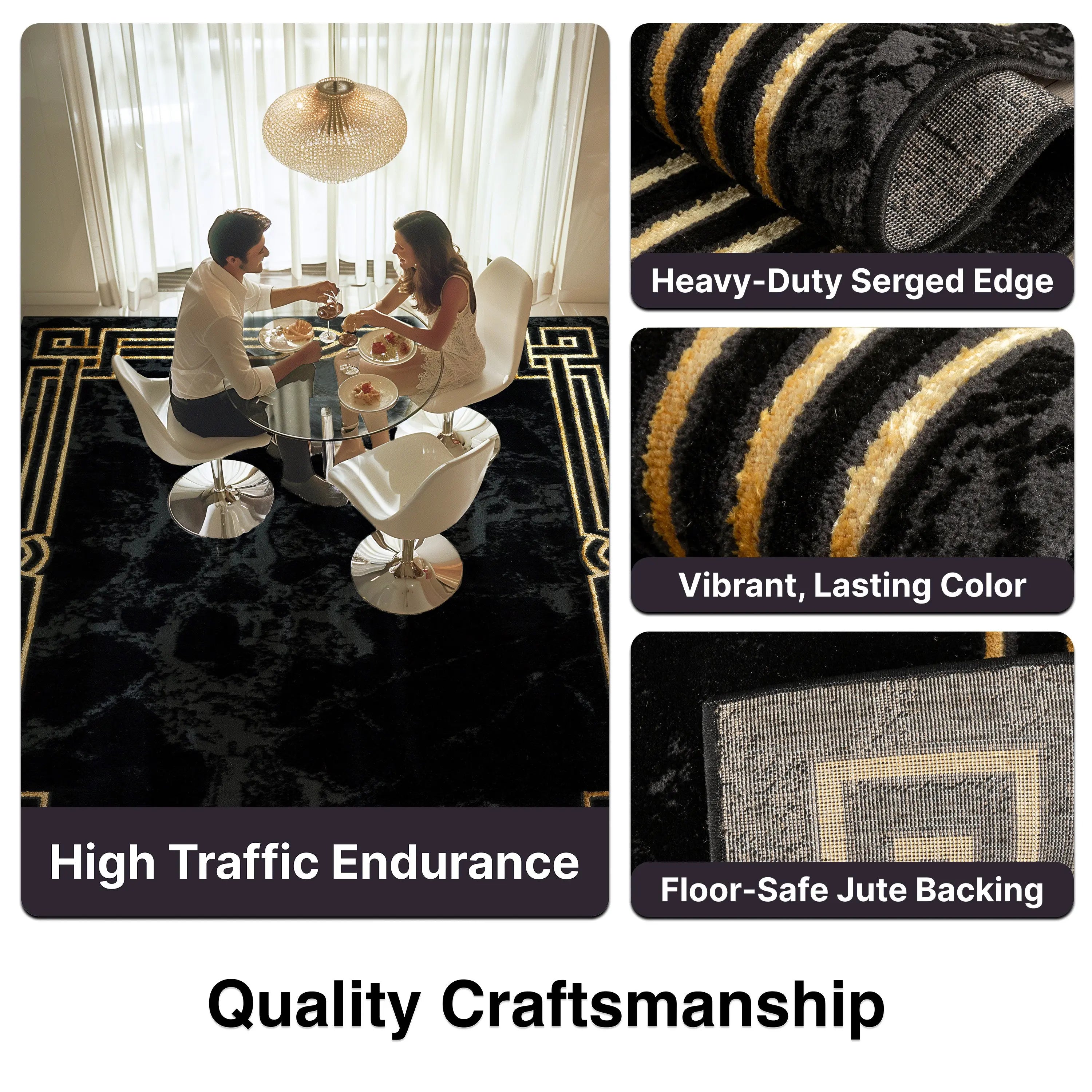 Huntington Retro Marble Border Glam Rug、mySite、gigharbornorthrealestate