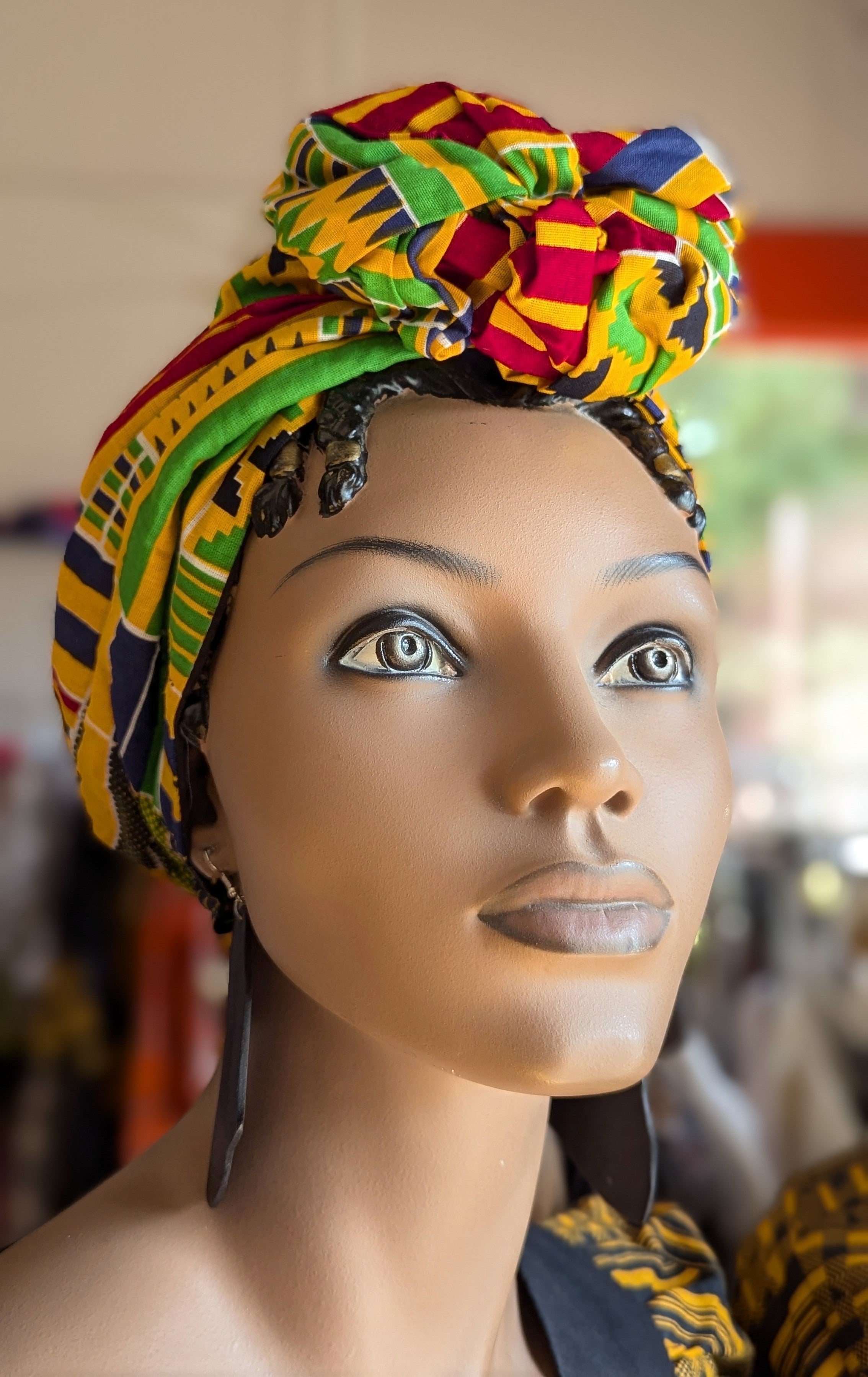 Dupsie's Safiya Kente African Print Pre-Tied Head Wrap DP4075PT7、mySite、solidvoid