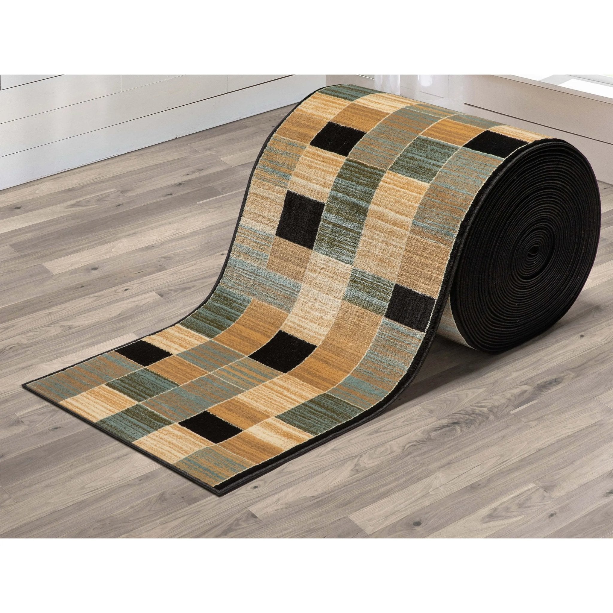 Custom Size Runner Yaren Geometric Modern Blue 27 Inch Wide x Choose Your Length Hallway Runner Rug、mySite、gigharbornorthrealestate