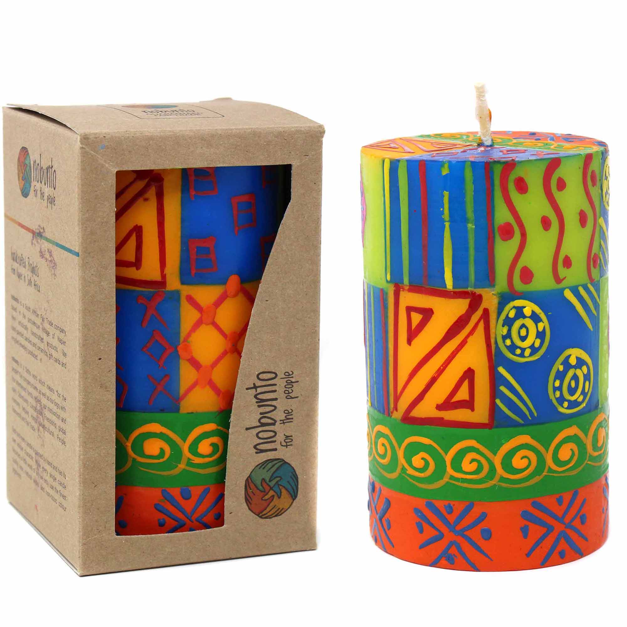 Single Boxed Hand-Painted Pillar Candle - Shahida Design - Nobunto、mySite、g9winljtr