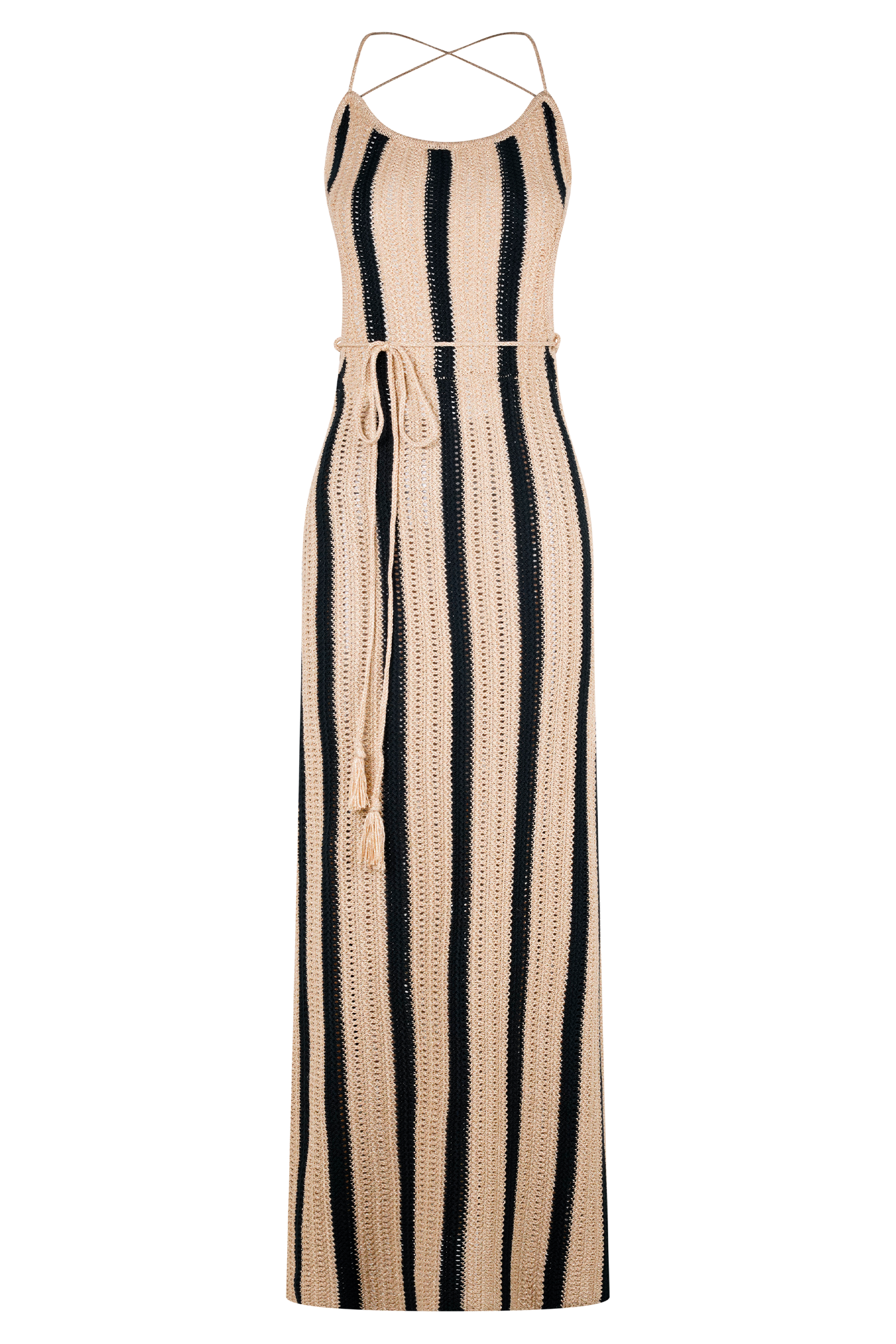 Shepherd Crochet Halter Maxi Dress - Gold/Black、mySite、solidvoid