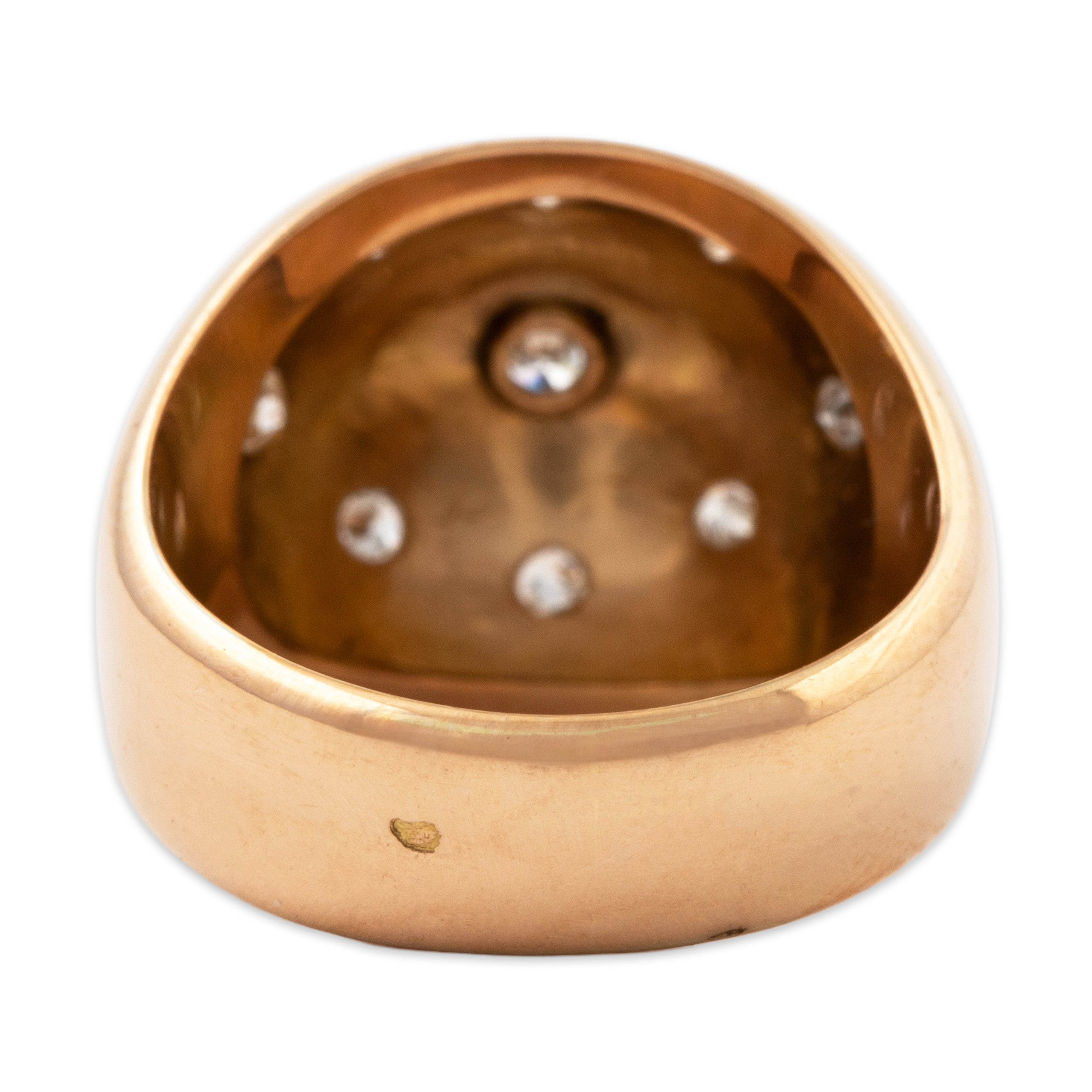 Antique Heavy French 18k Rosy Yellow Gold .35cttw Diamond Bombe Stars Ring 6.25、mySite、hinf8tx79