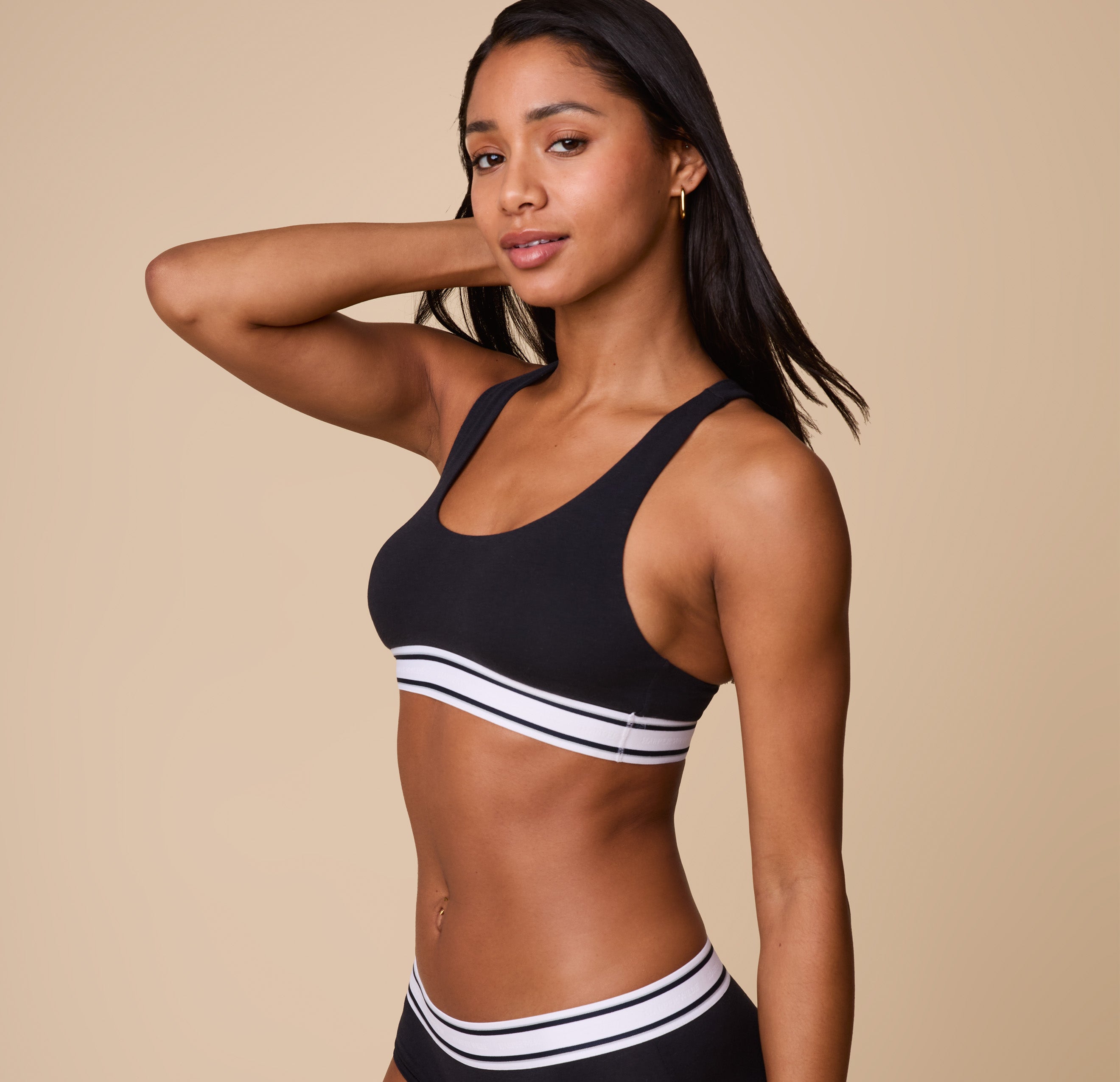 Cloud Cotton Retro Racerback Bralette - Black、mySite、bengalsvssteelers