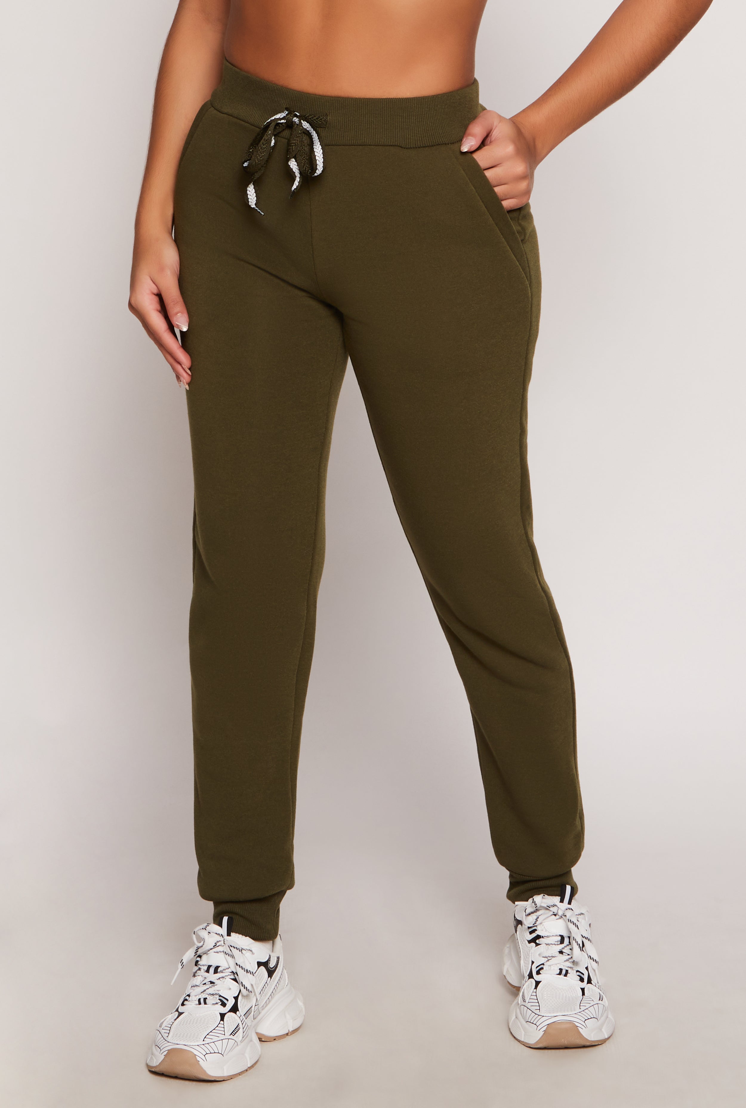 Fleece High Waist Drawstring Joggers、mySite、camillekostekn