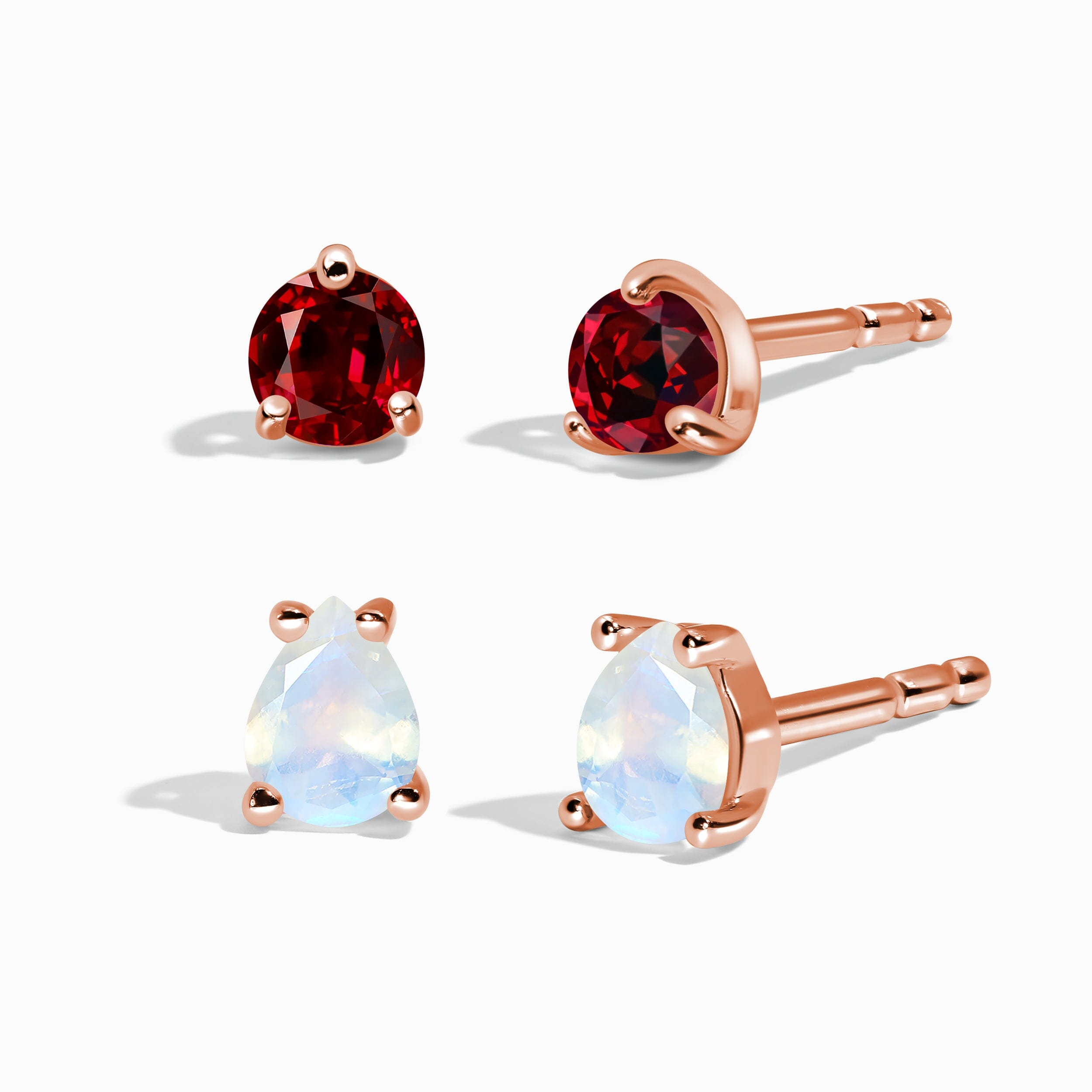 Garnet Moonstone Petite Round & Teardrop Studs、mySite、hinf8tx79