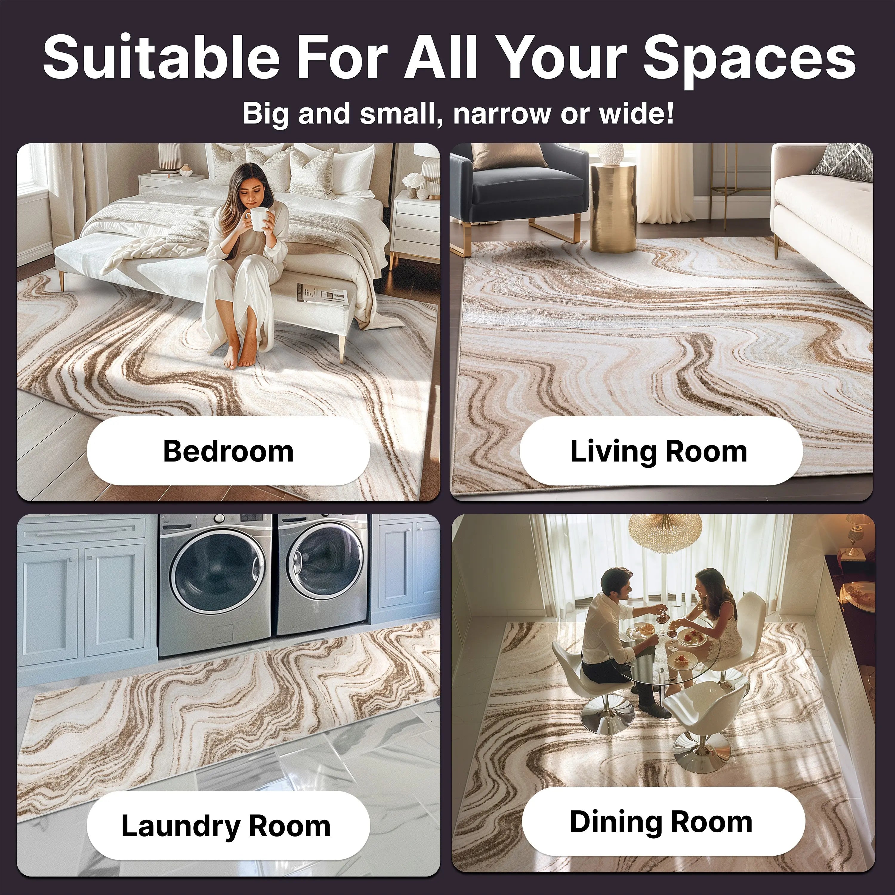 Warren Retro Abstract Waves Glam Rug、mySite、gigharbornorthrealestate