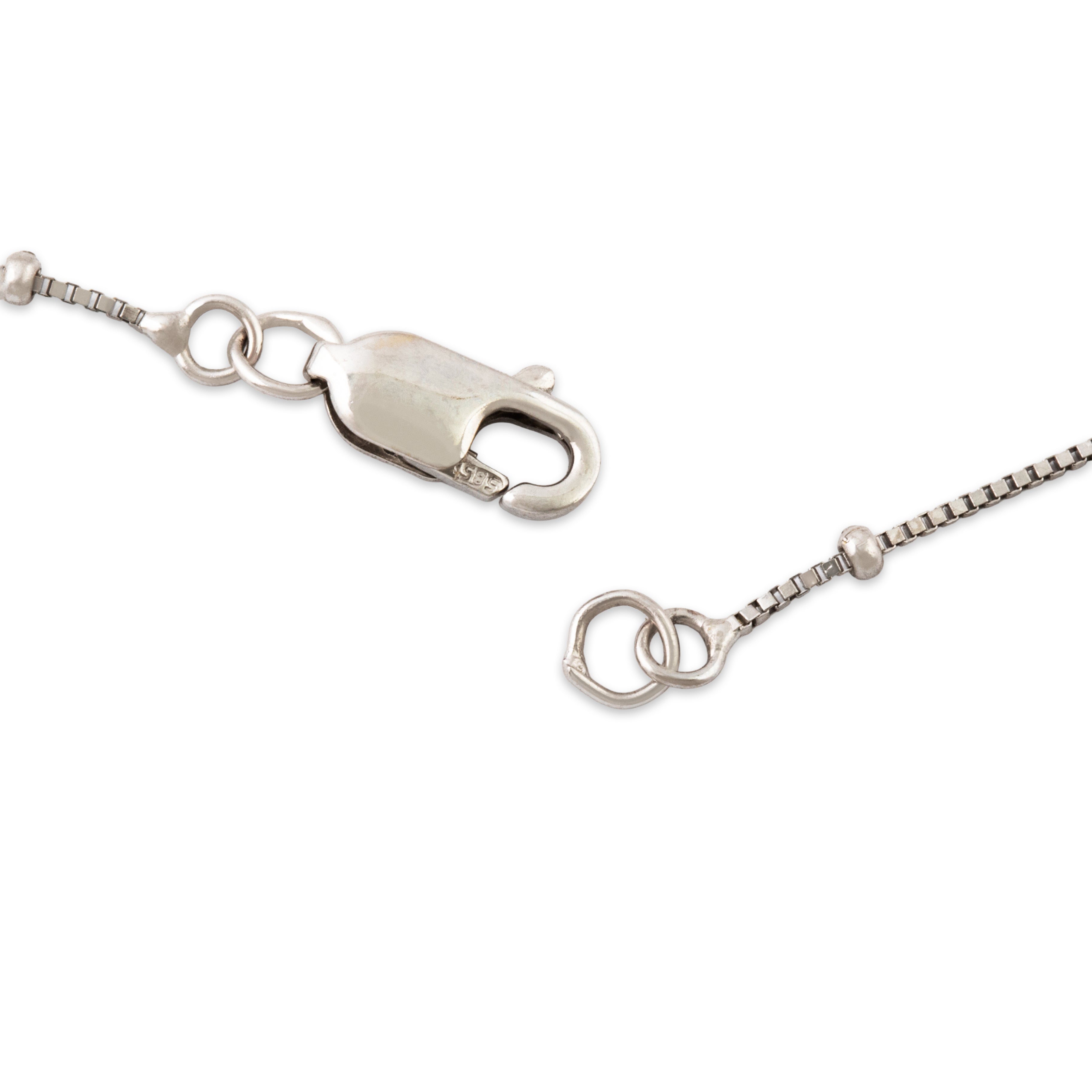 Vintage 14k White Gold Pearl Diamond Elegant Box Chain Drop Necklace 17、mySite、hinf8tx79