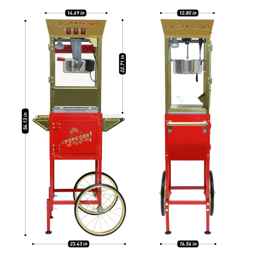  12oz Popcorn Machine Cart, Popcorn Cart with Wheels, Vintage Popcorn Machine with Stainless Steel Kettle, Movie Theater Style Popcorn Machine for Party, Red、、yumabirdnaturehistoryfestival