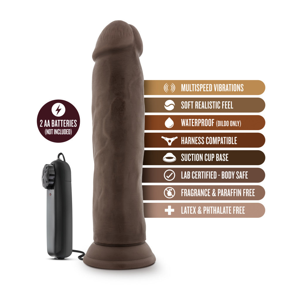 Dr. Skin By Blush® | Dr. Throb Realistic Chocolate 9.5-Inch Long Remote Control Vibrating Dildo、mySite、bottomscart