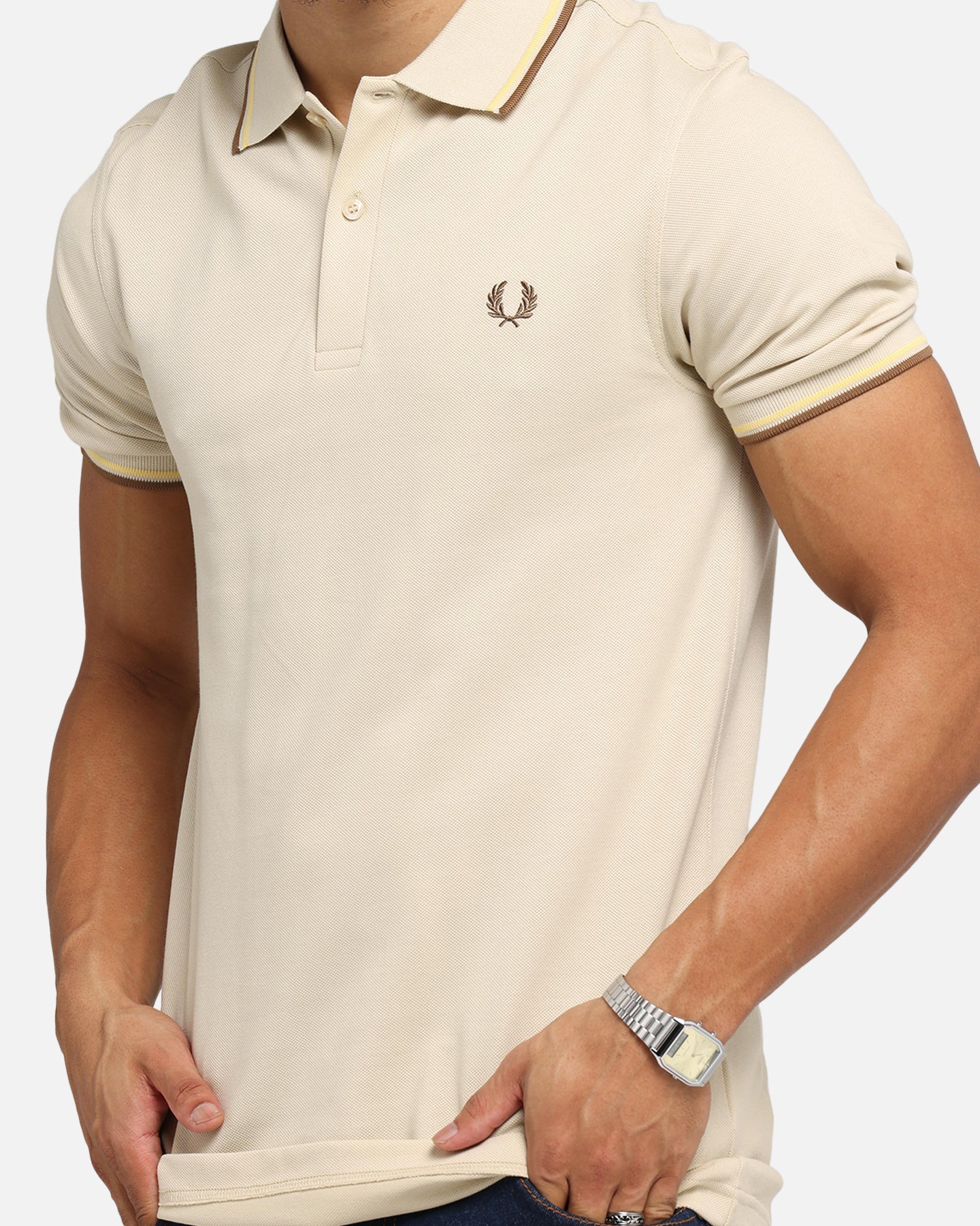 Fred Perry Twin Tipped Polo Shirt Oat、mySite、zt4zffjzw
