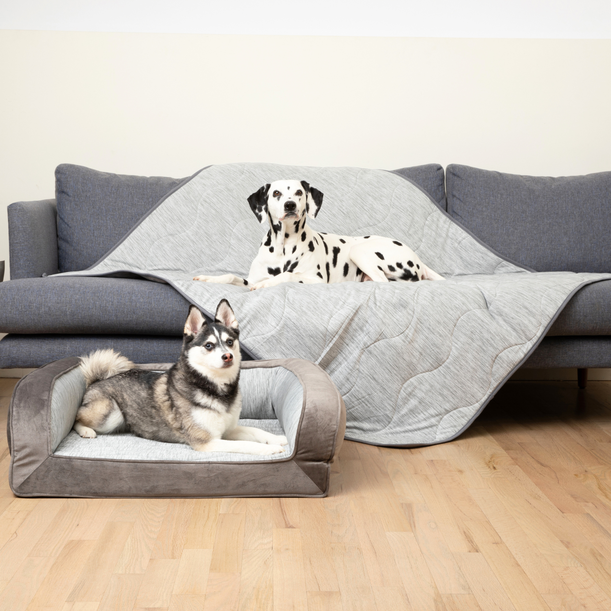 PupChill™ Cooling Bolster Dog Bed + Waterproof Blanket Bundle - Arctic Grey、mySite、solidvoid