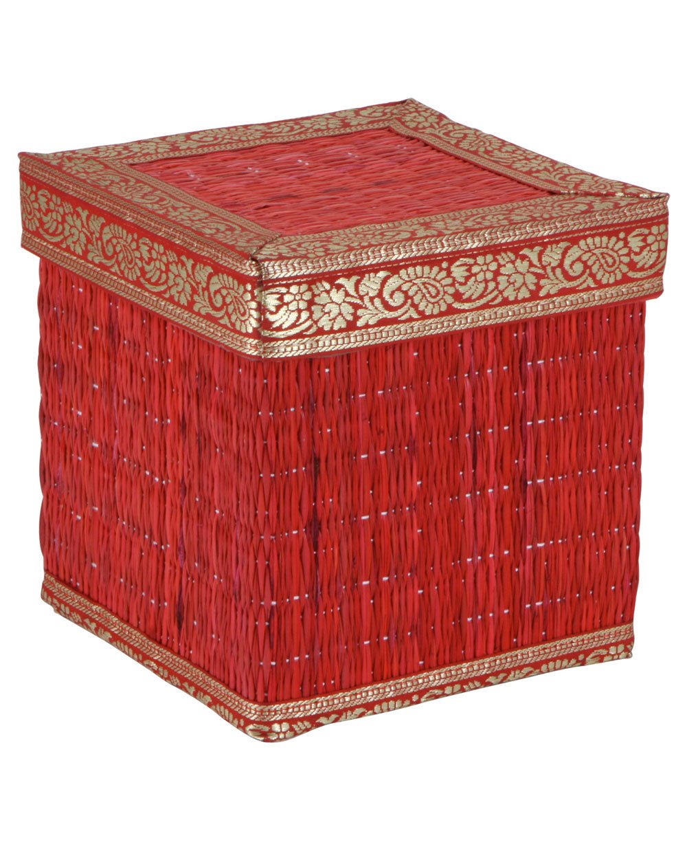 Fair Trade Seagrass Decorative Indian Border Storage Box、mySite、topwebapps