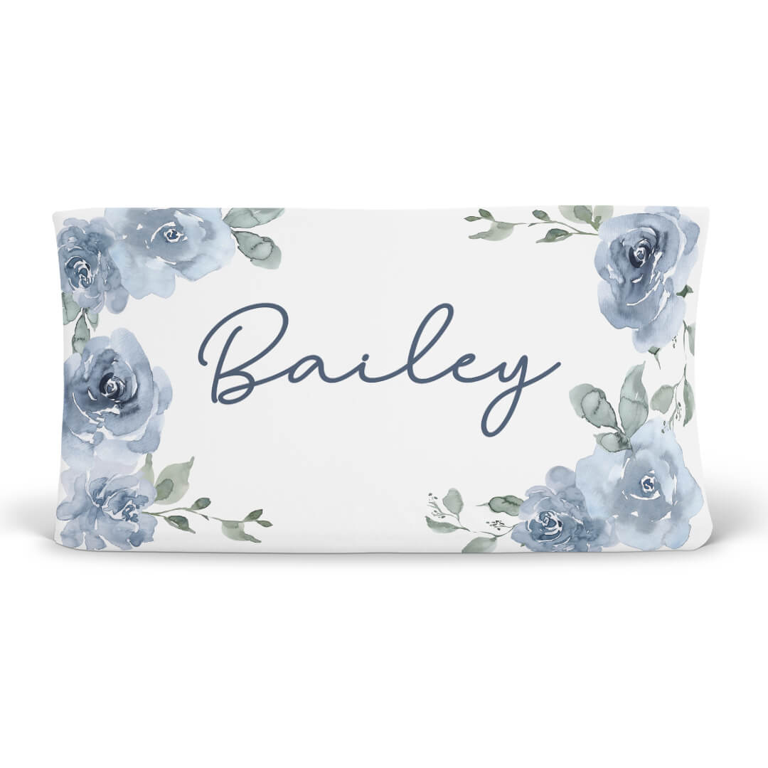  Bailey's Blue Floral Personalized Changing Pad Cover、mySite、layawaytickets