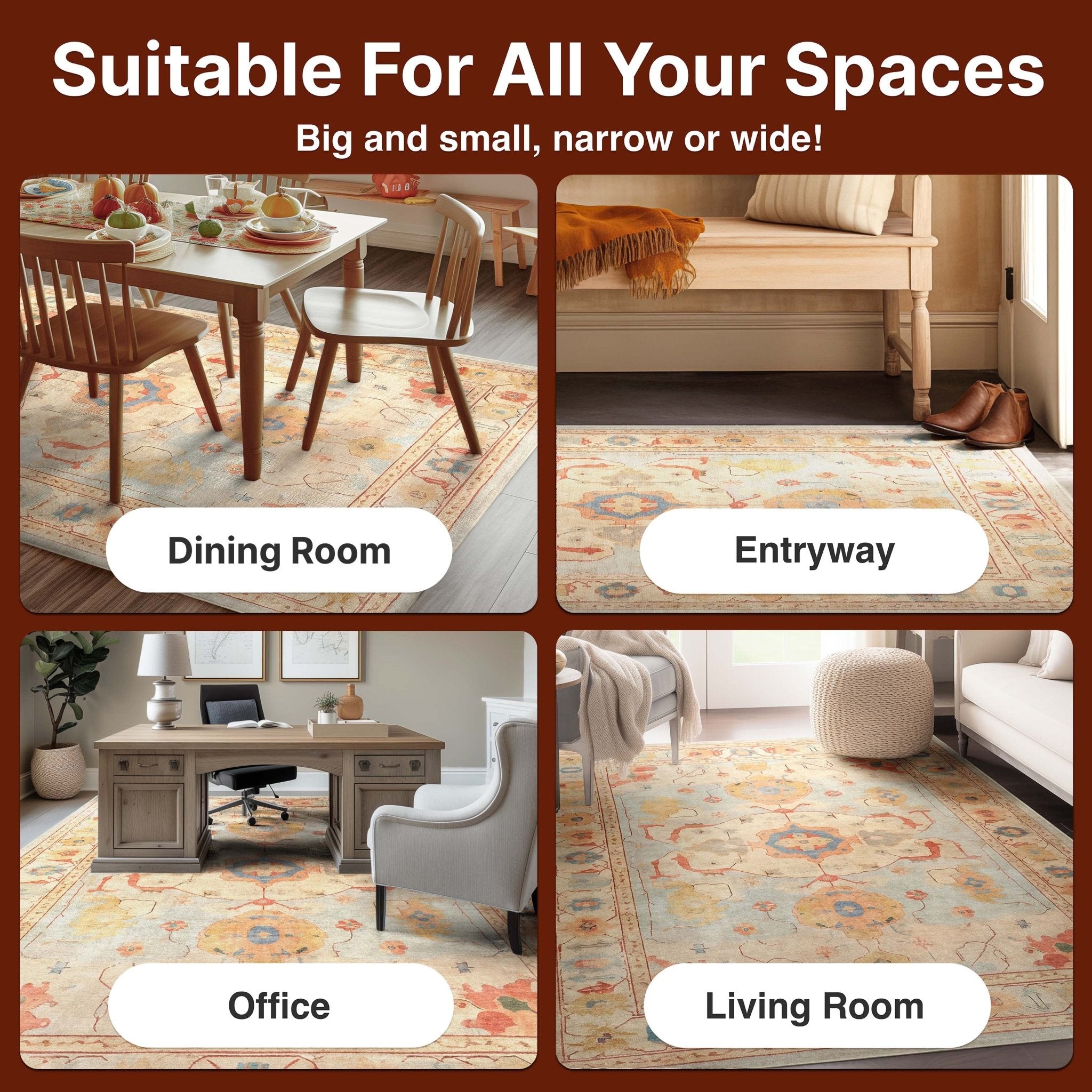 Pastel Tone On Tone - Updated Traditional Rug for Living Room Bedroom Dining Room ,Easy Clean、mySite、gigharbornorthrealestate