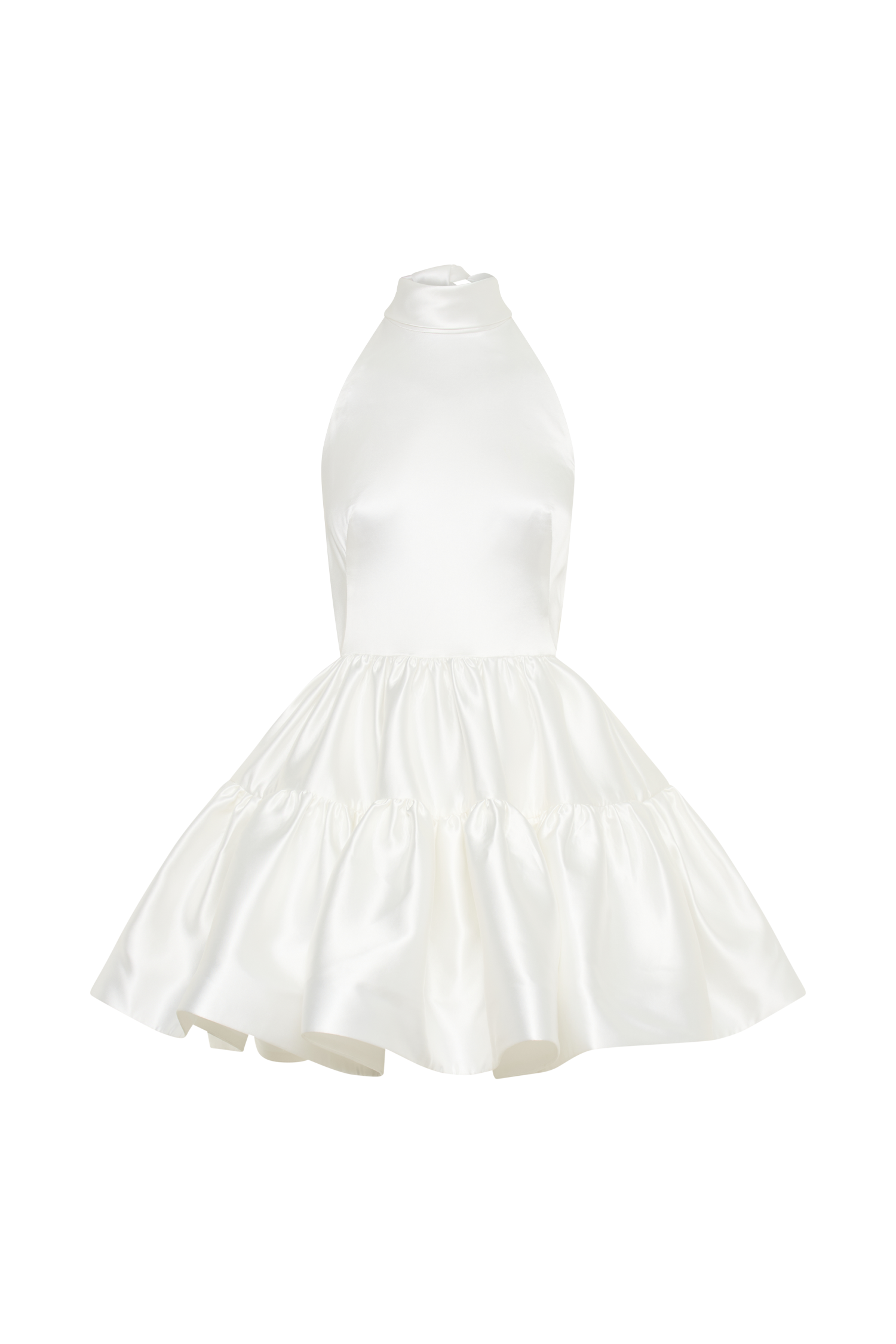Dorota Satin Halter Mini Dress - White、mySite、solidvoid