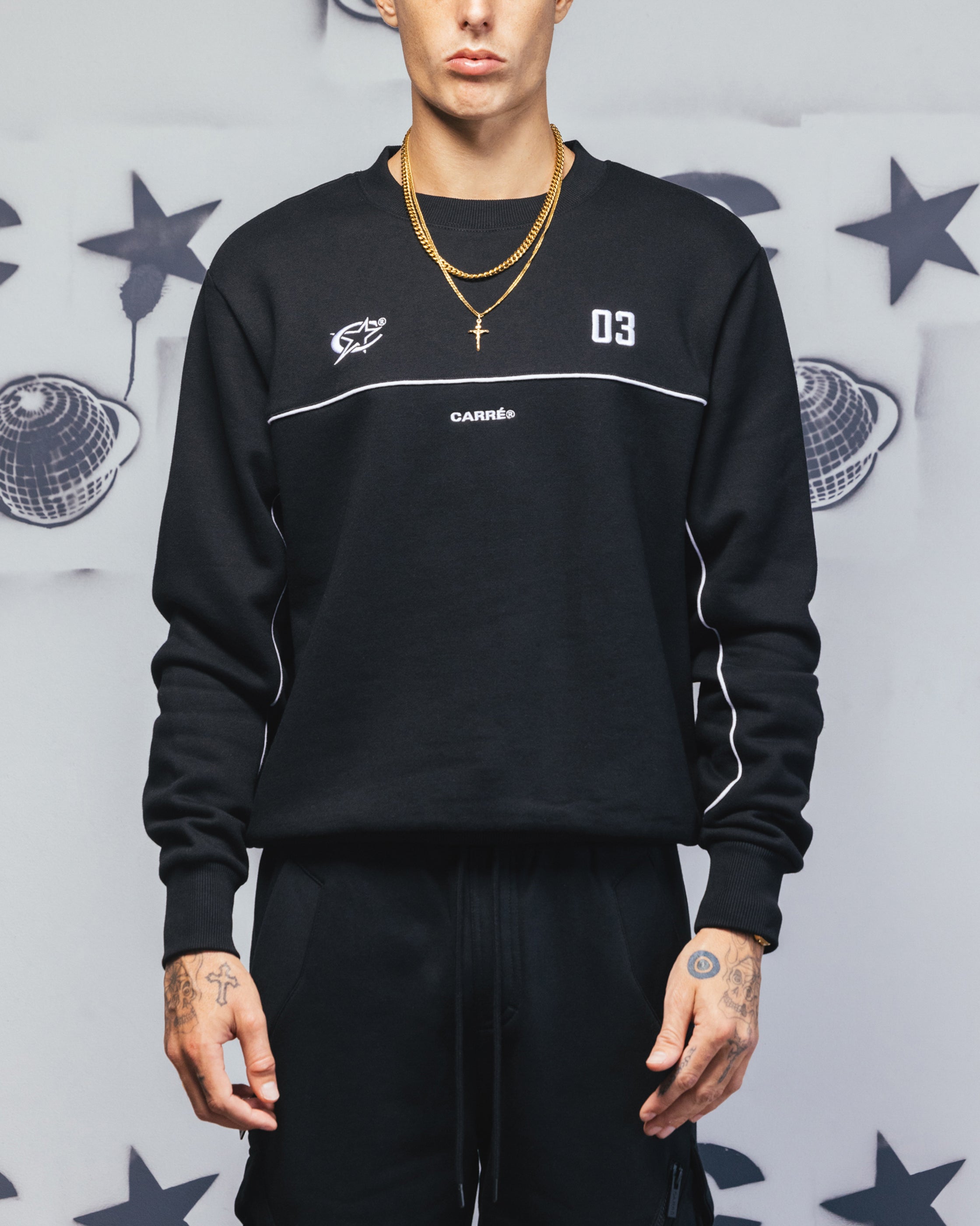 Carre Trainer Oversized Panelled Crewneck Black、mySite、zt4zffjzw