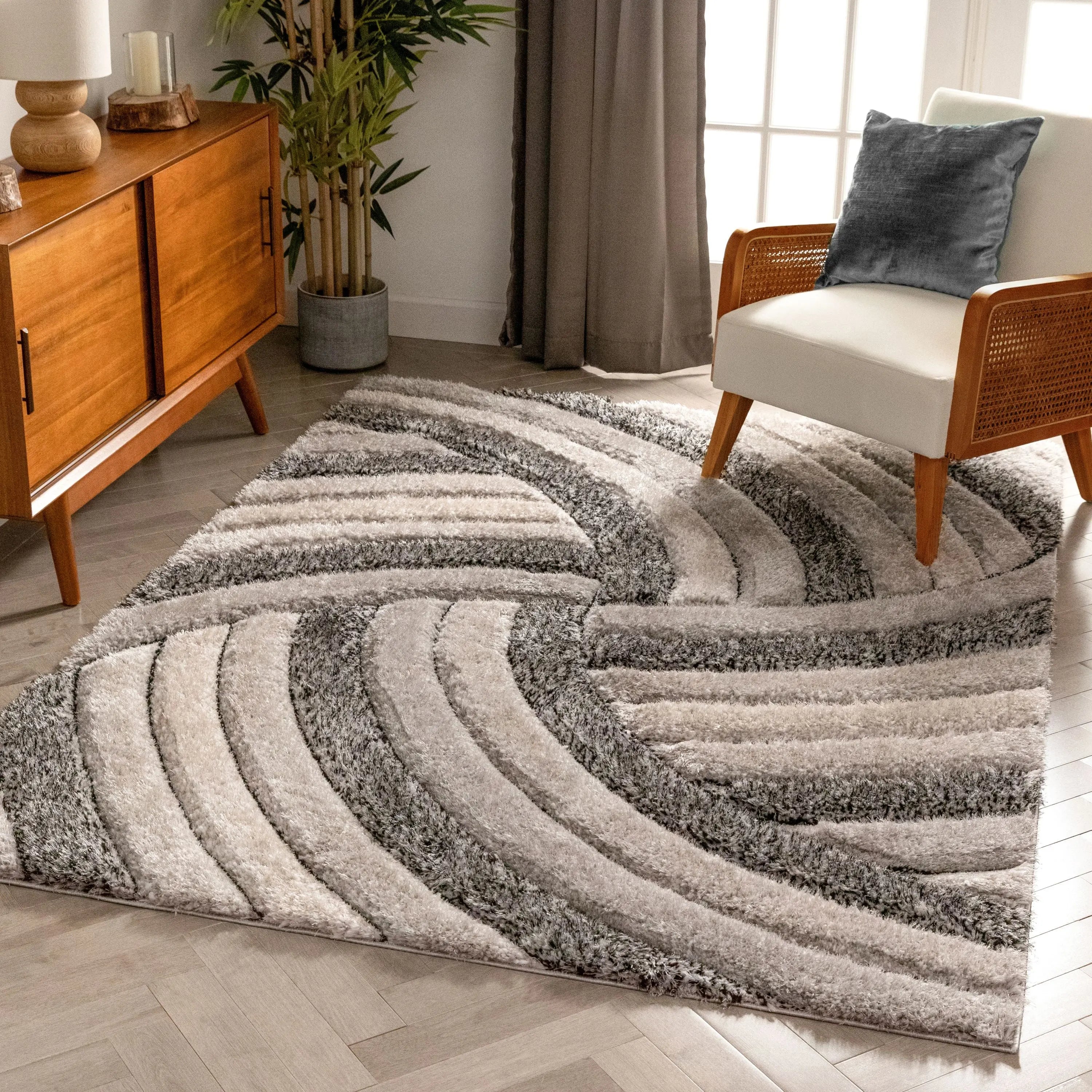 Ucci Grey Modern 3D Textured Shag Rug、mySite、gigharbornorthrealestate