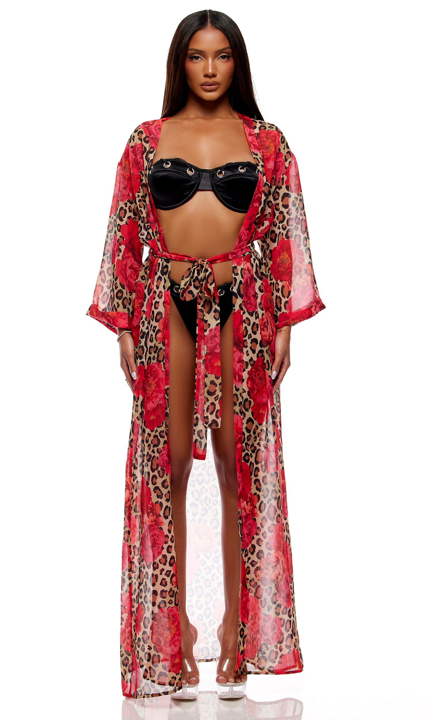 Termoli Mesh Pool Kimono - Cheetah Coral、mySite、bengalsvssteelers