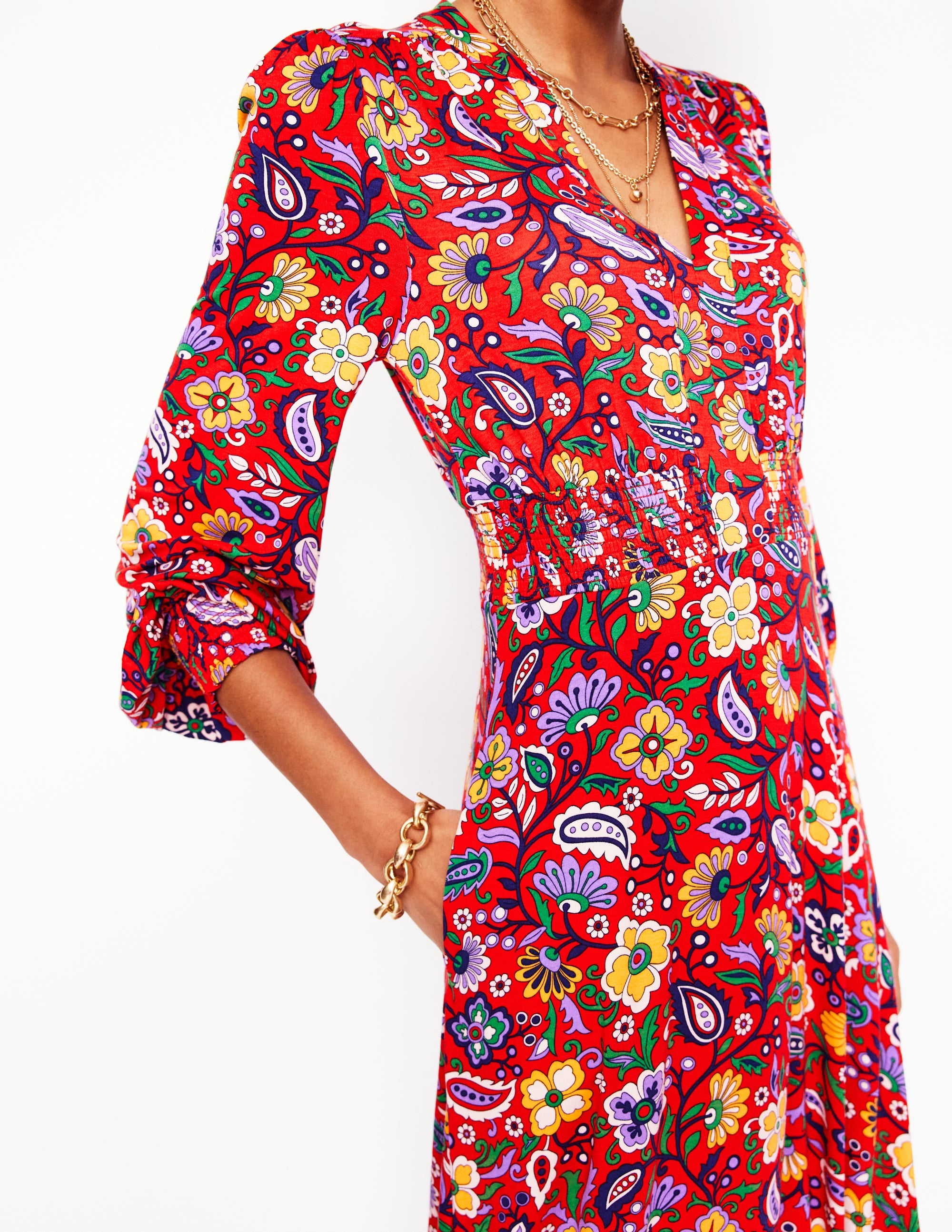  Ivy Smocked Midi Dress-Poppy Red, Oriental Paradise、mySite、ashleygrahame