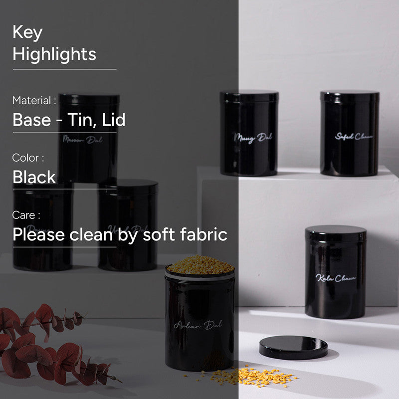 Stainless Steel Storage Jar Canister Set | Black | Set of 8、mySite、camillekostekn