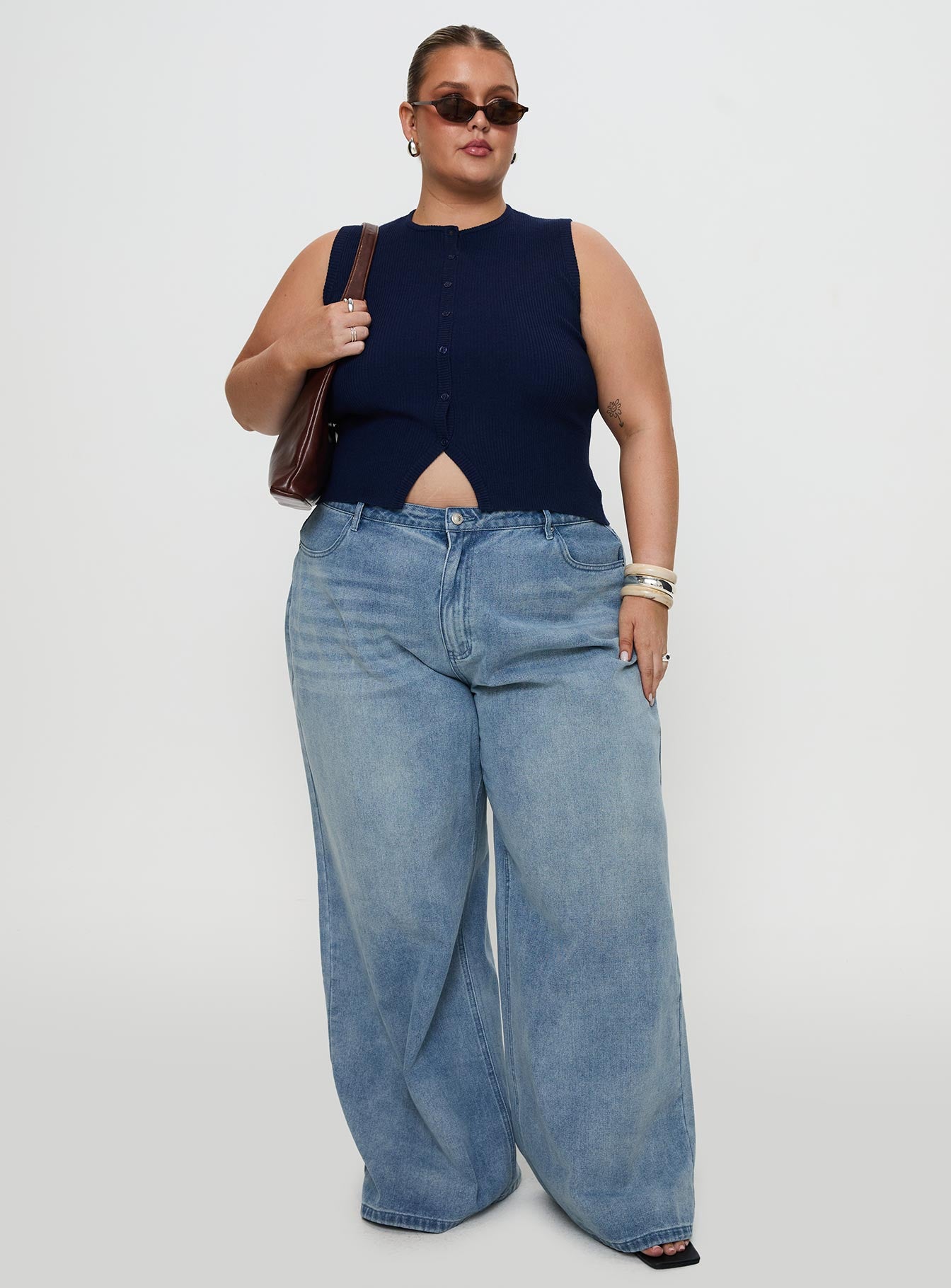 Suzu Sleeveless Knit Top Navy Curve、mySite、solidvoid