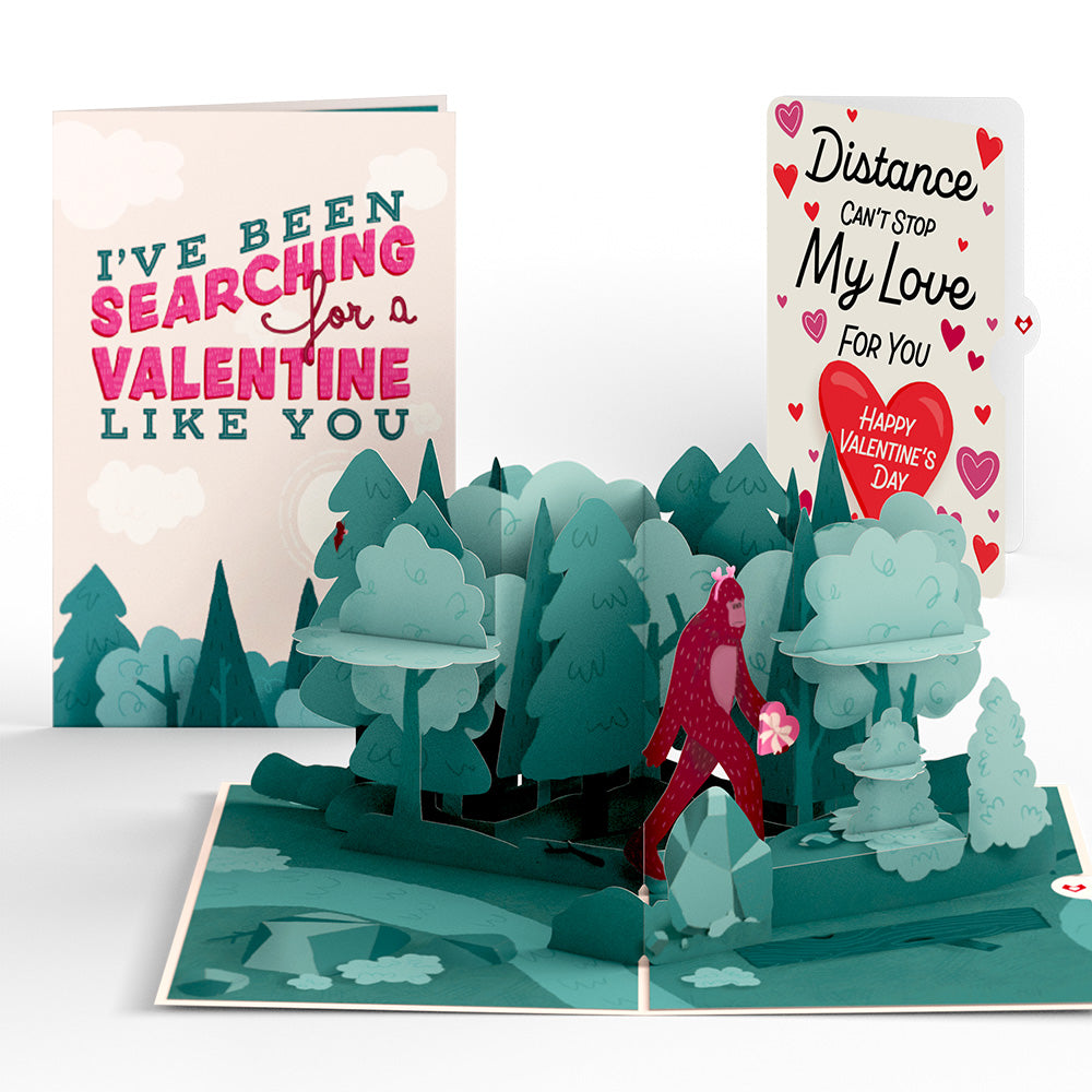 Searching for a Valentine Like You Bigfoot Distance Can't Stop My Love Pop-Up Card and Sentiment Set、mySite、solidvoid