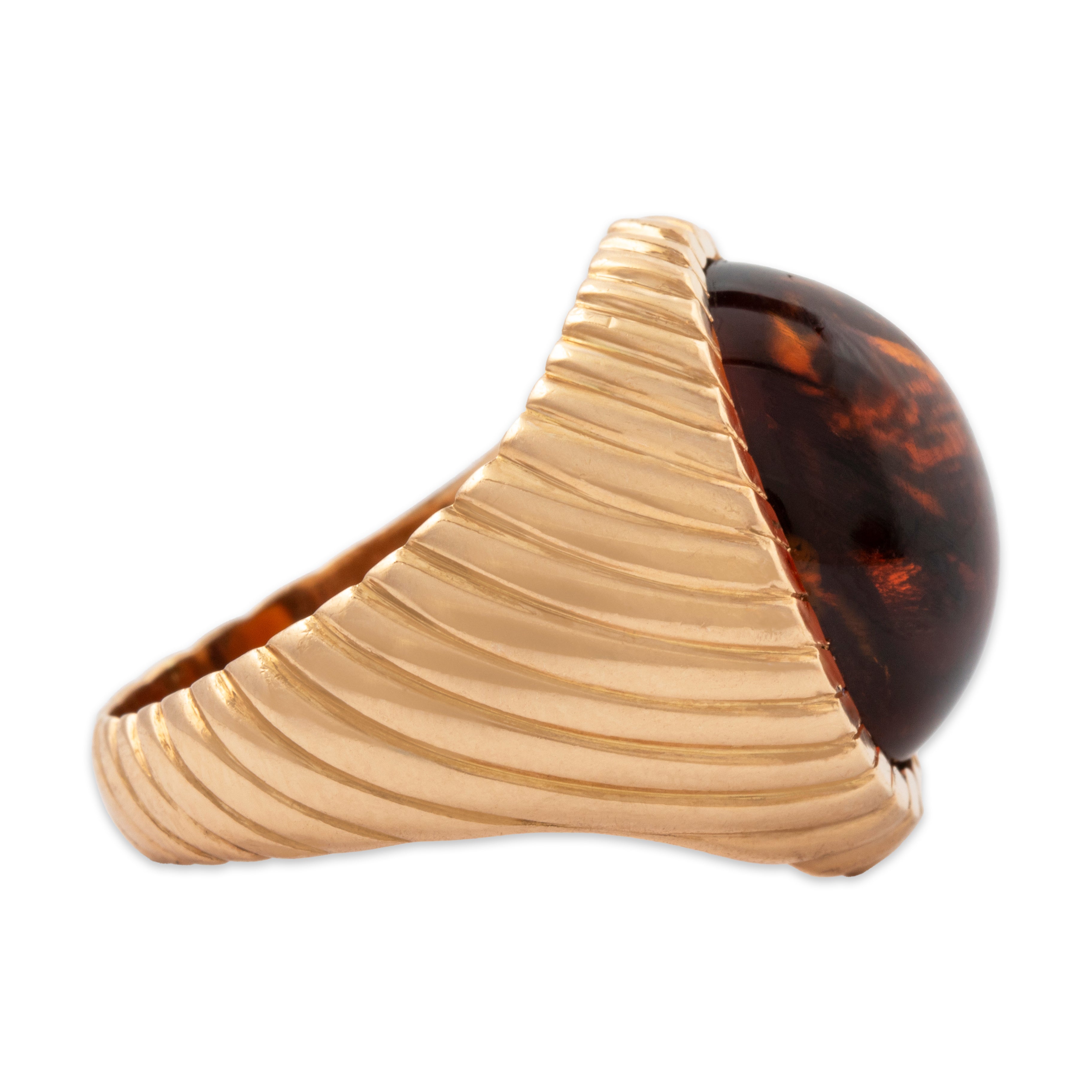 Vintage Heavy 18k Rose Gold 8.8ct Madeira Citrine Glowing Orb Ring 6.50、mySite、hinf8tx79