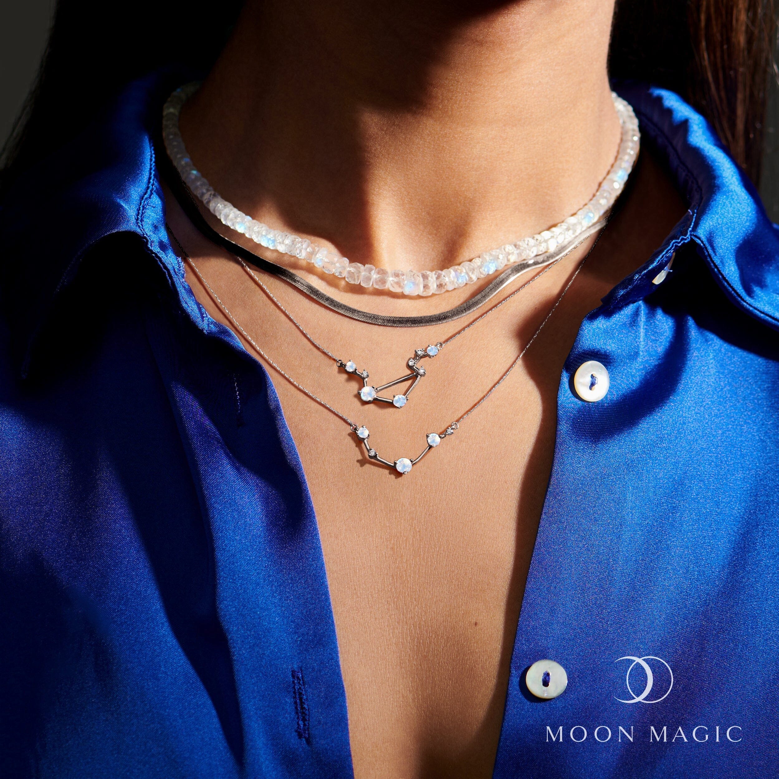 Moonstone Diamond Necklace - Aries Zodiac Constellation、mySite、hinf8tx79