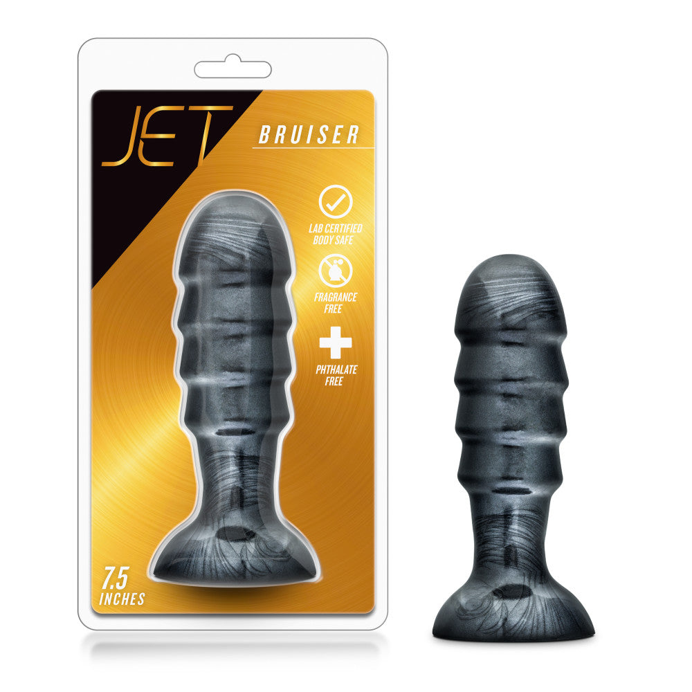Jet By Blush® | Bruiser Carbon Metallic Black 7.5-Inch Anal Plug With Suction Cup Base、mySite、bottomscart