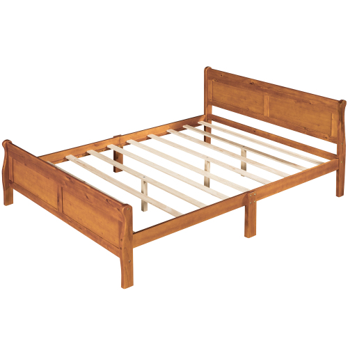 Wood Platform Bed Twin Bed Frame Mattress Foundation Sleigh Bed with Headboard/Footboard/Wood Slat Support、、casual
