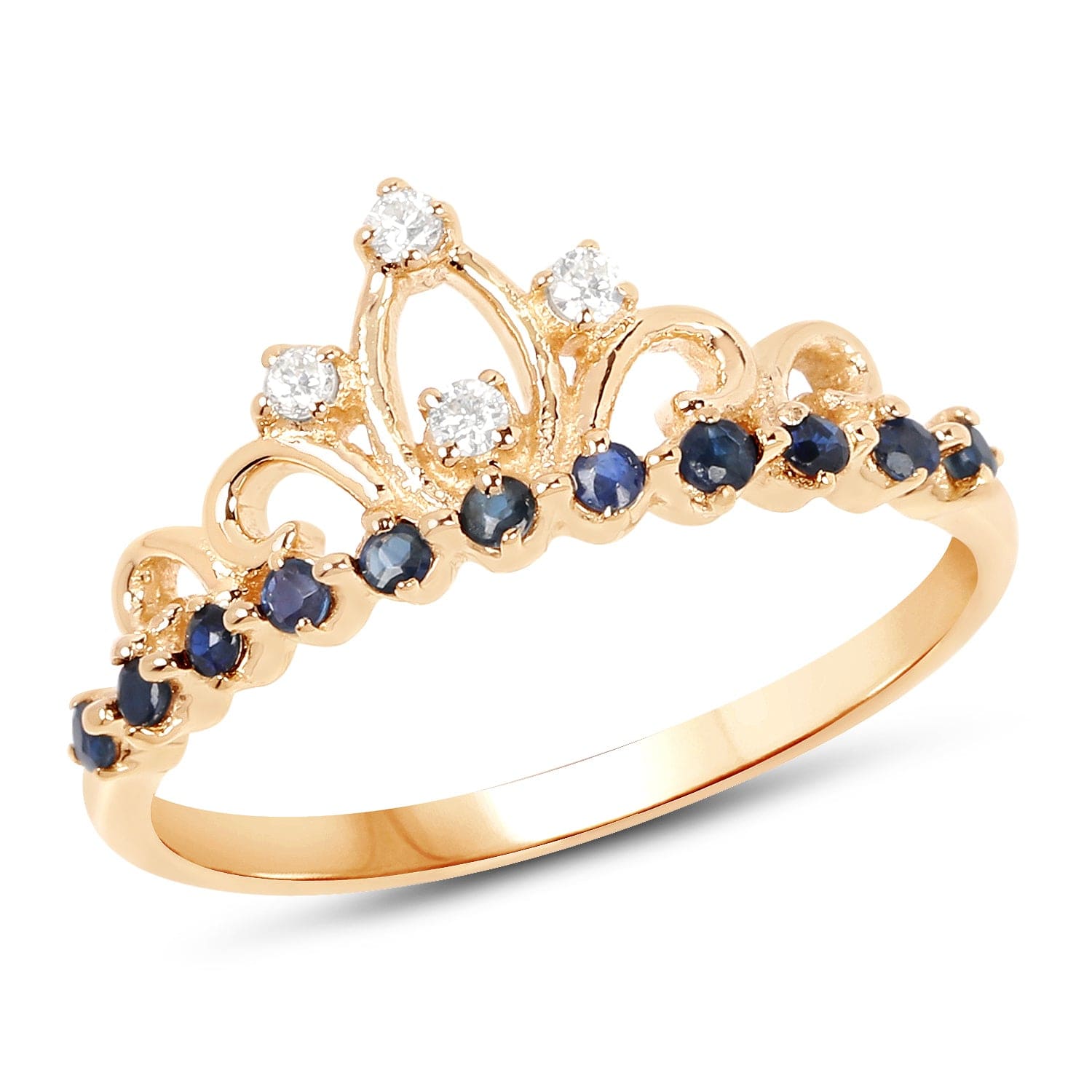 Sapphire and Diamond Tiara Ring in 14K Yellow Gold、mySite、g9winljtr