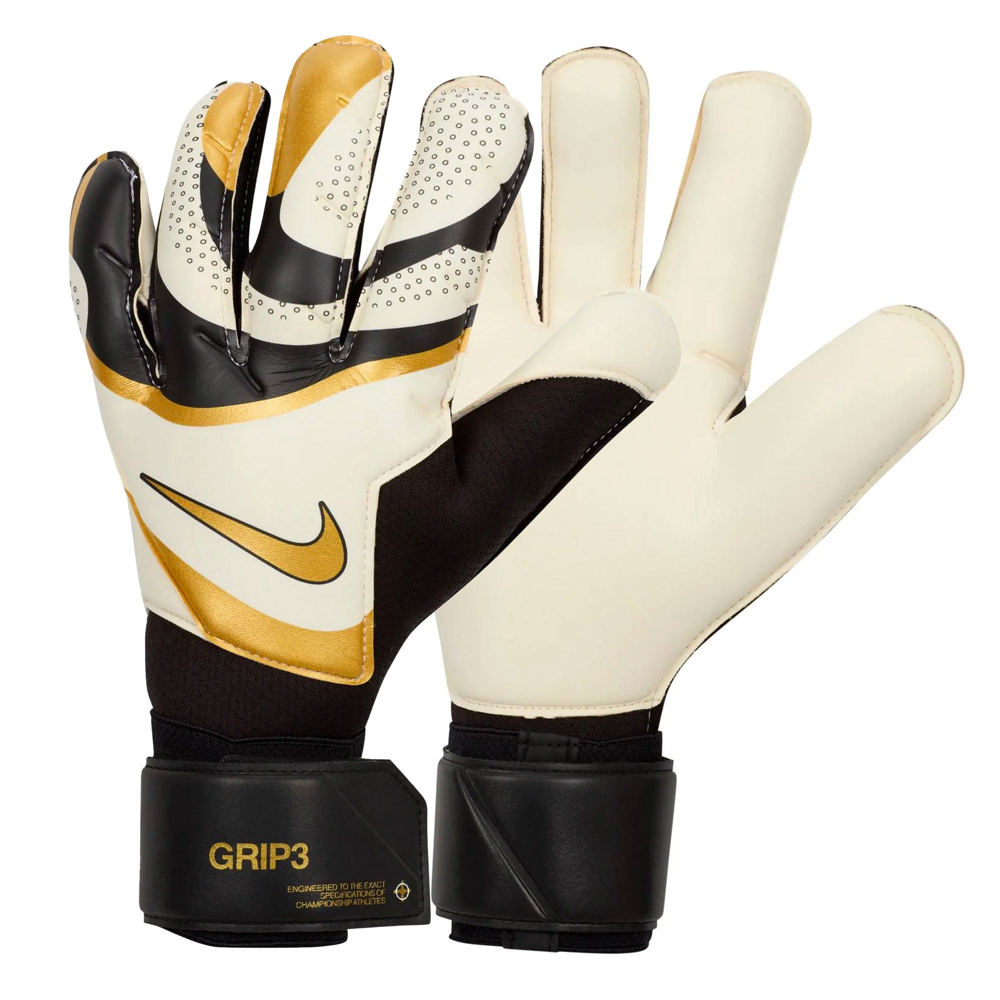 Nike Men's Grip 3 Goalkeeper Gloves Black/Gold/White、mySite、bottomscart