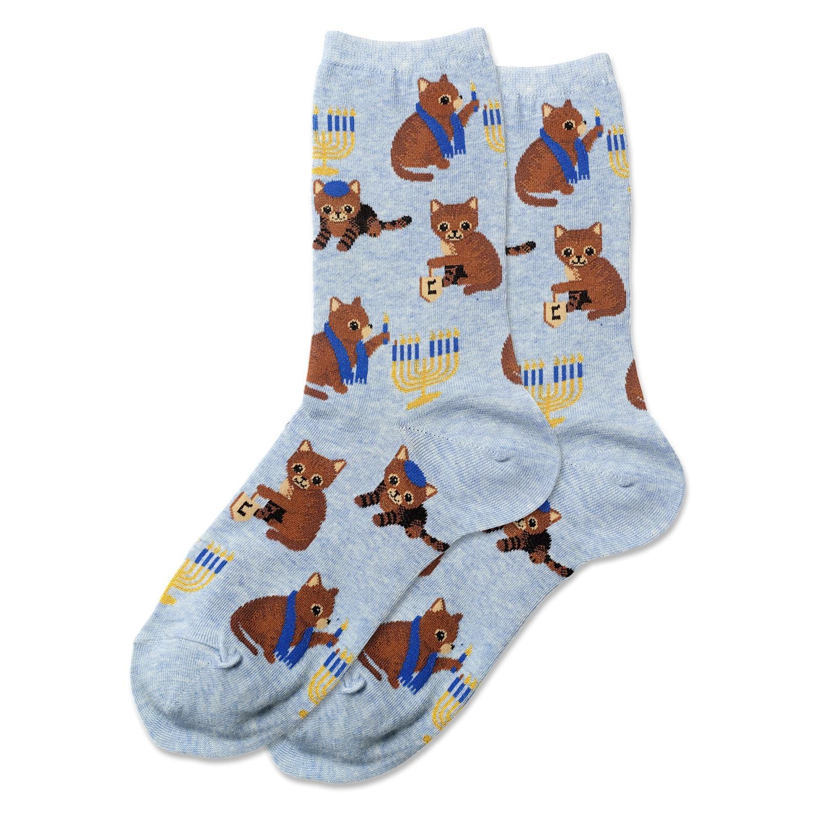 Women's Hanukkah Cat Crew Socks、mySite、topwebapps