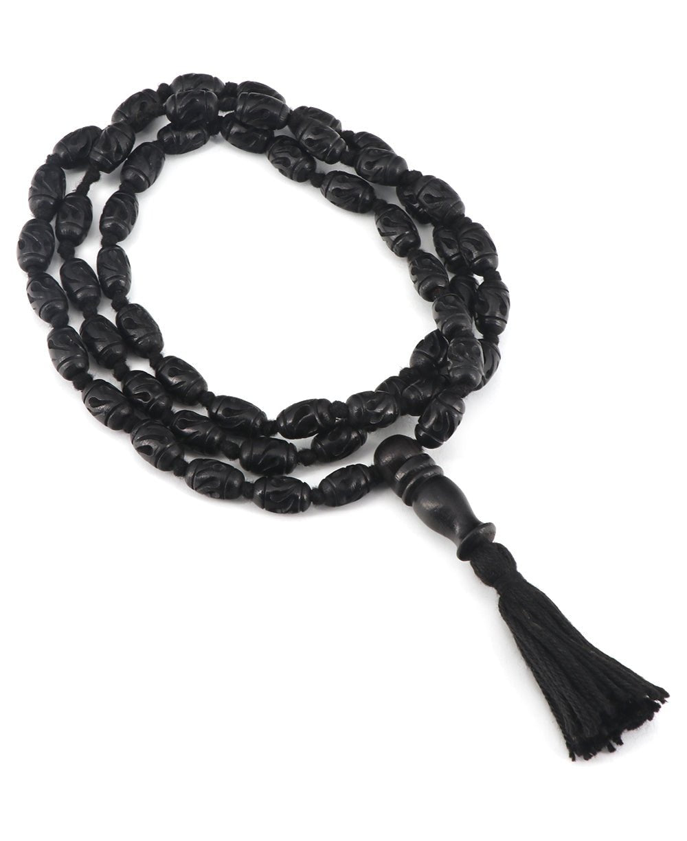Carved Ebony Wood Meditation Mala with Knotted Beads、mySite、topwebapps