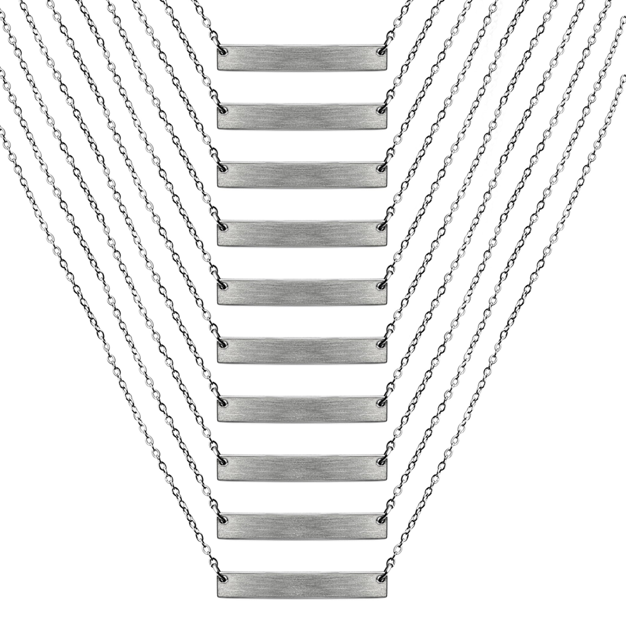 10 Pack - Blank Brushed Bar Stainless Steel Necklace / SBB0018、mySite、dreamappss
