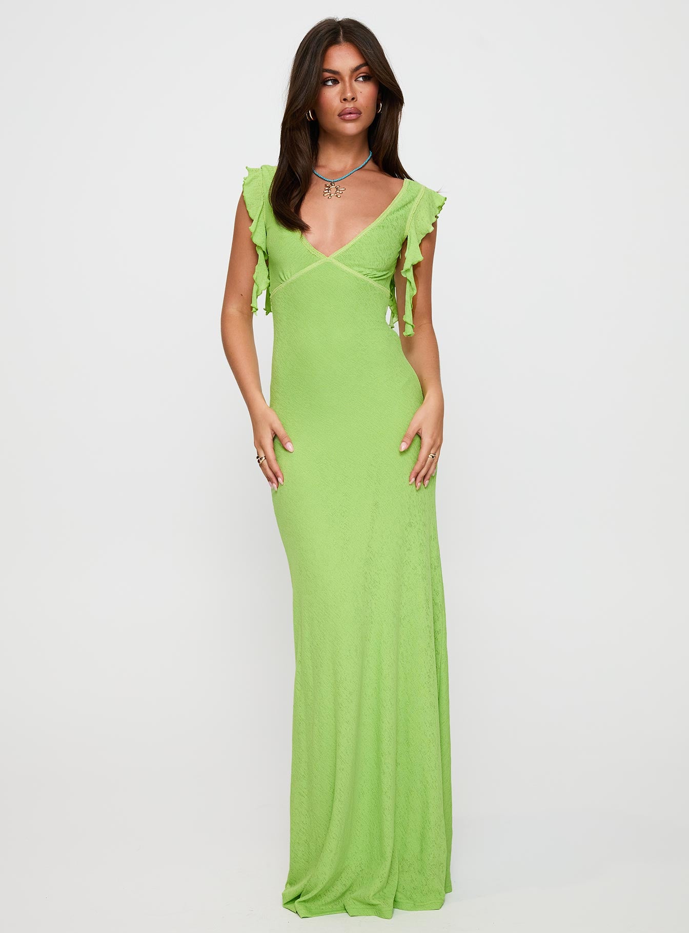 Soleila Maxi Dress Green Tonal、mySite、solidvoid