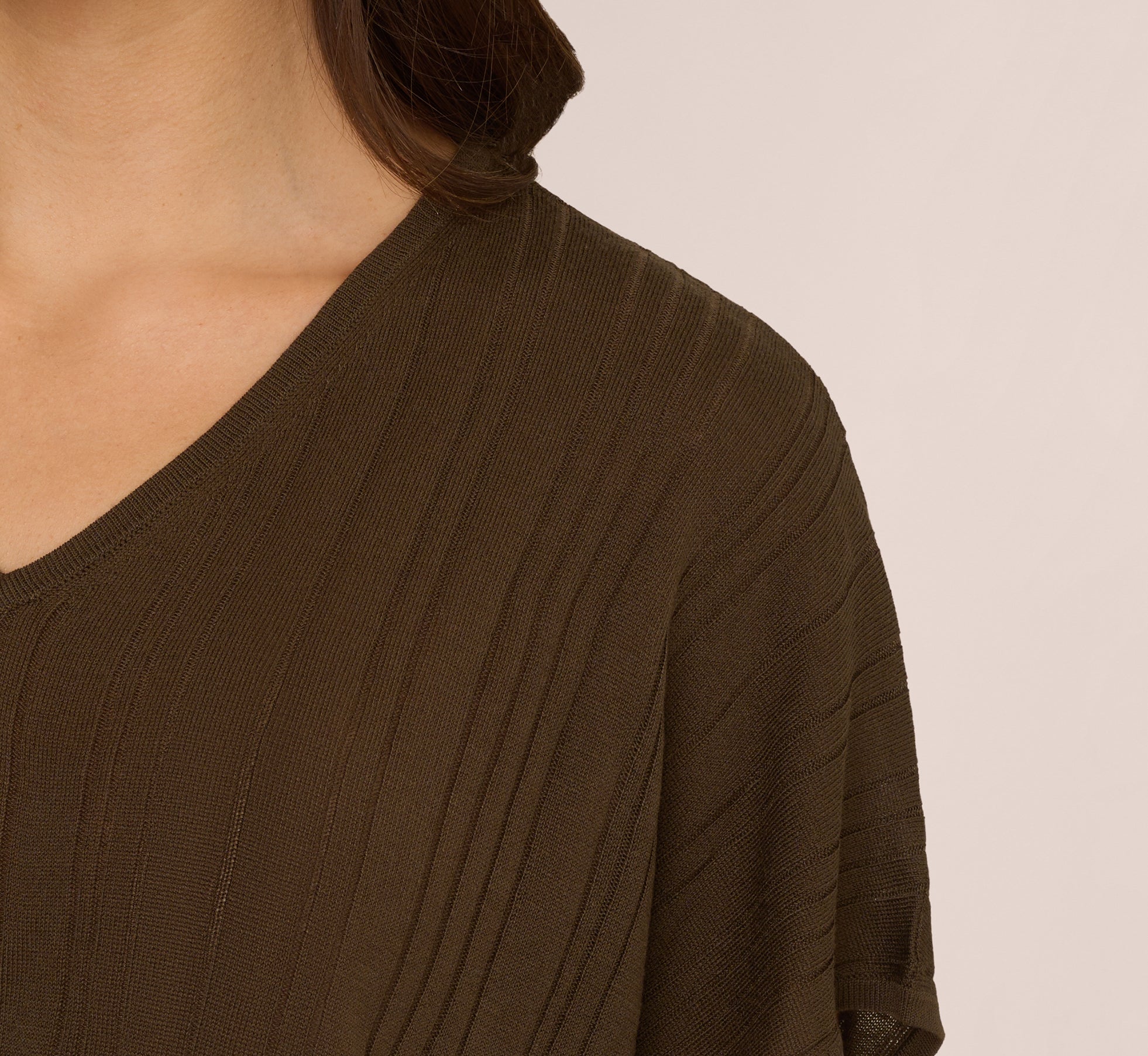 Short Sleeve Lightweight Rib Knit Sweater Top In Chocolate Walnut、mySite、solidvoid