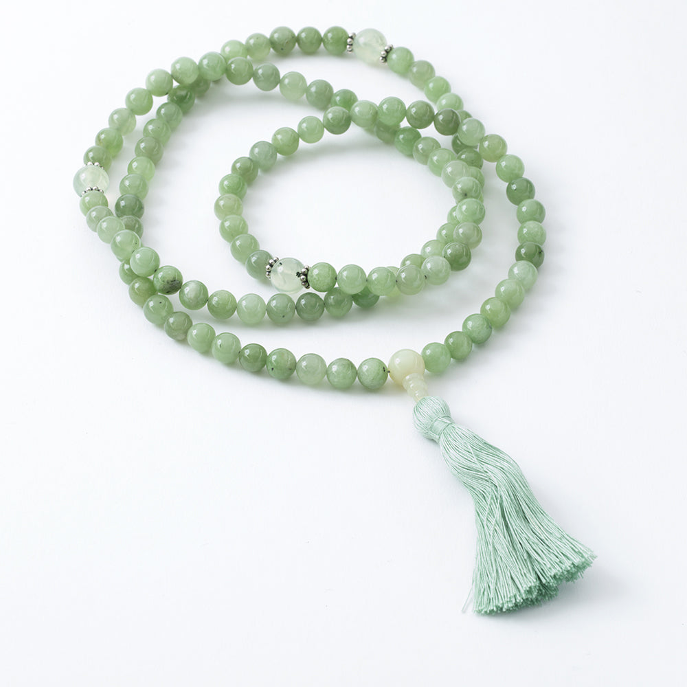 Burmese Jade Prehnite Mala, 108 bead、mySite、topwebapps
