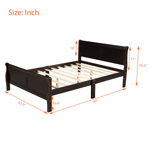 Wood Platform Bed Twin Bed Frame Mattress Foundation Sleigh Bed with Headboard/Footboard/Wood Slat Support、、casual