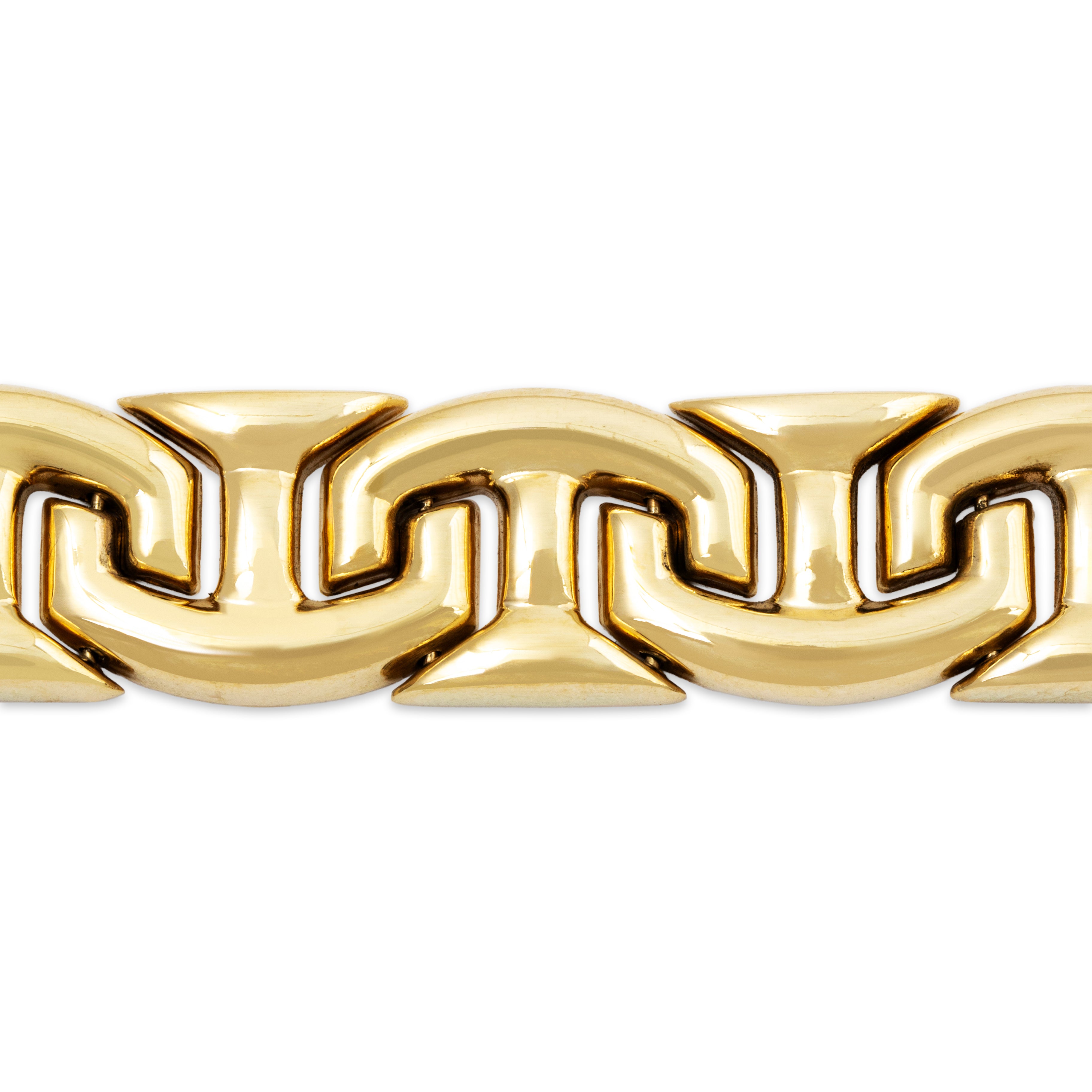 Vintage Italian 14k Yellow Gold Wide Interlocking Links Bracelet 6.75、mySite、hinf8tx79