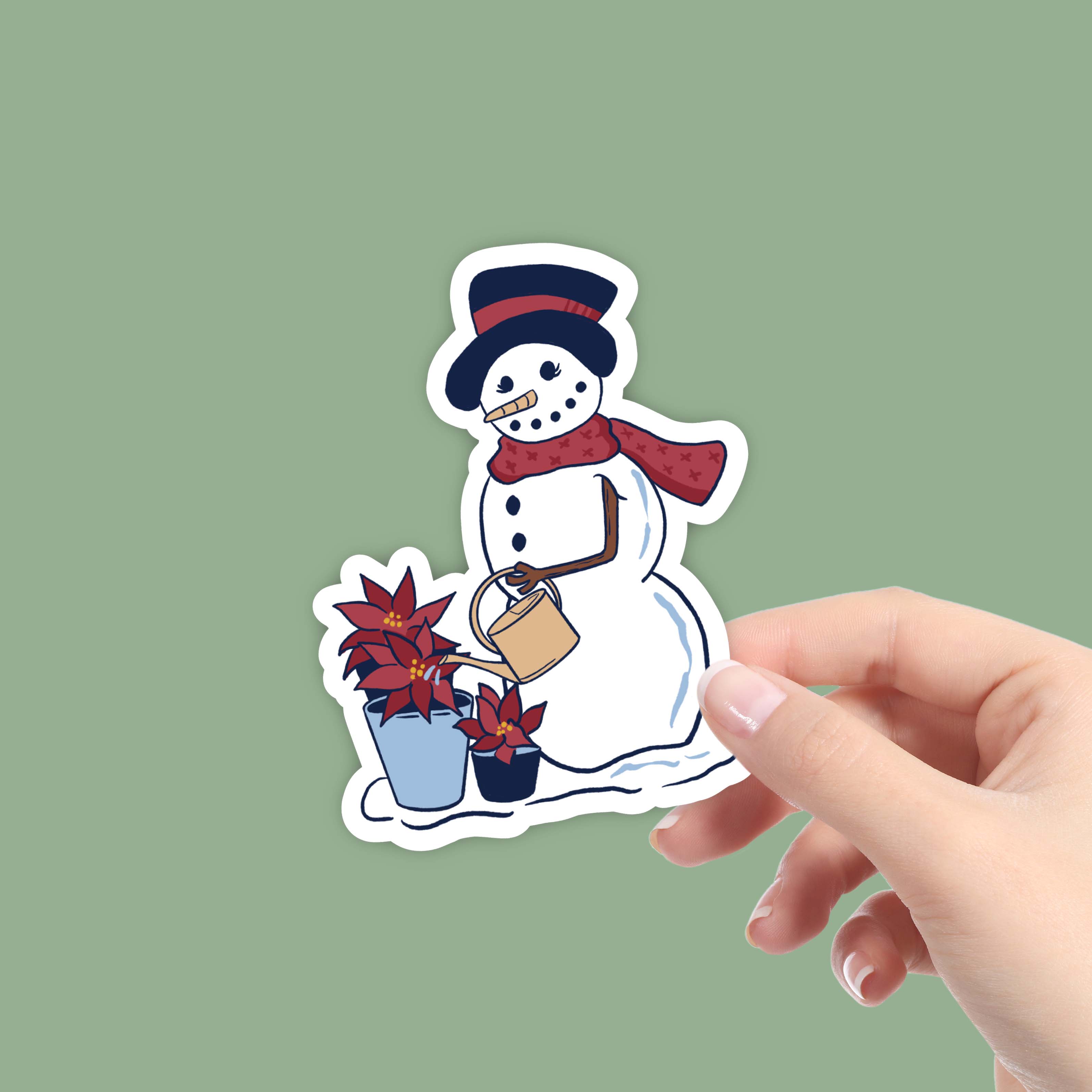 Cute Snow Woman With Flowers Winter Sticker、mySite、ghnorth