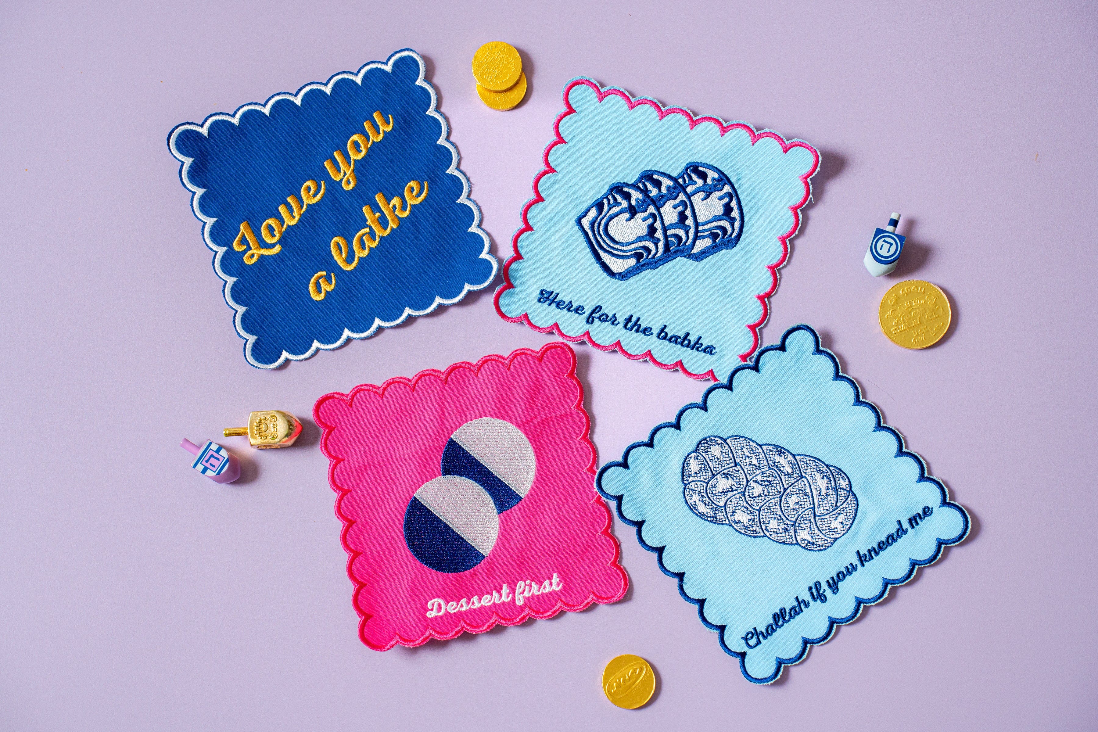 Challah Day Gift Set - (Set of 4 Plates & 4 Cocktail Napkins)、mySite、topwebapps