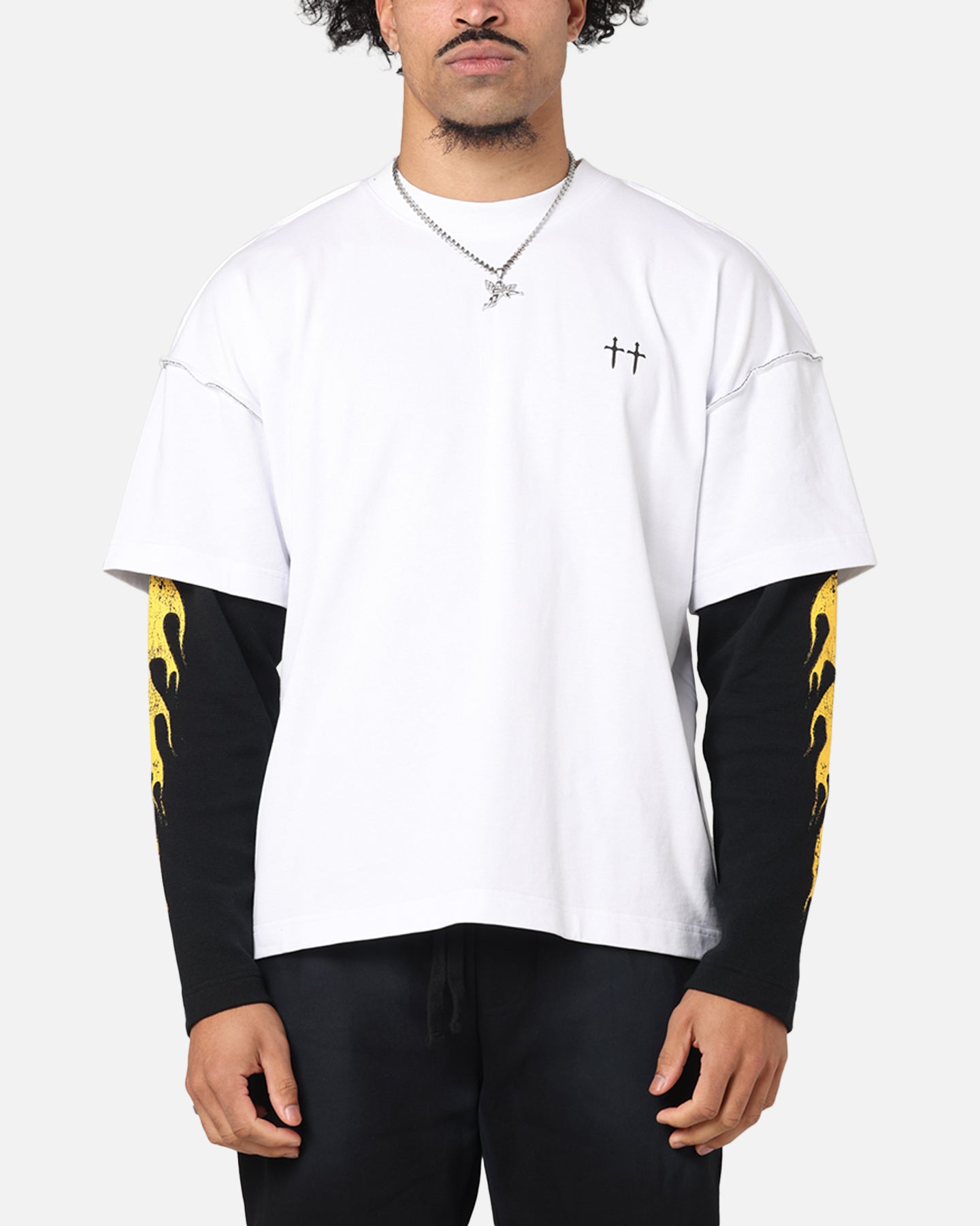 Saint Morta La Flame Long Sleeve T-Shirt White/Black、mySite、zt4zffjzw