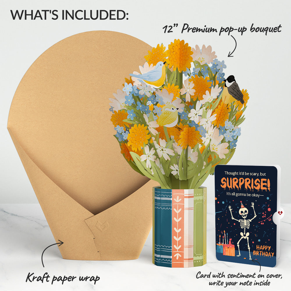 Spring Joy Birthday Bouquet and Surprise Skeleton Sentiment Set、mySite、solidvoid