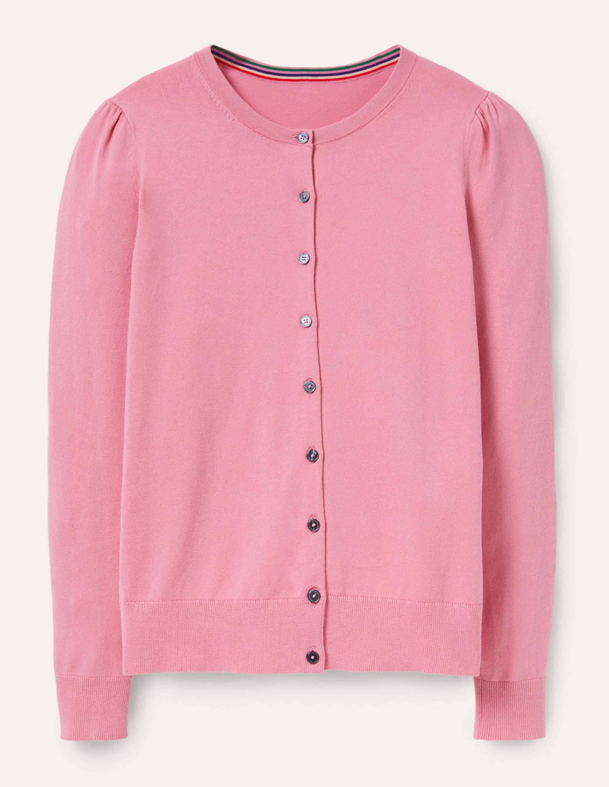  Cotton Crew Neck Cardigan-Posy Pink、mySite、ashleygrahame
