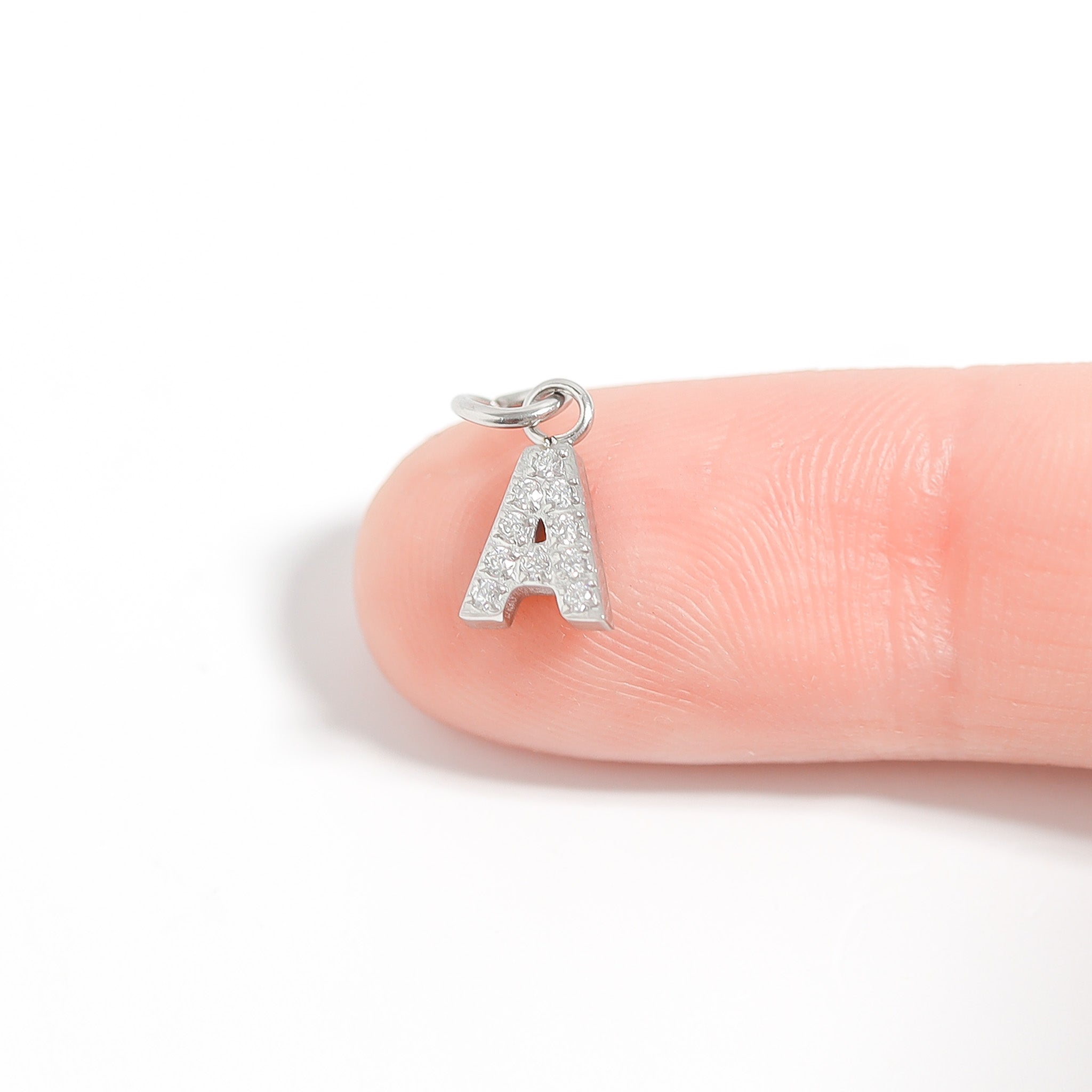 Stainless Steel Pave Set CZ Initial Letter Charms / PDC9020、mySite、dreamappss