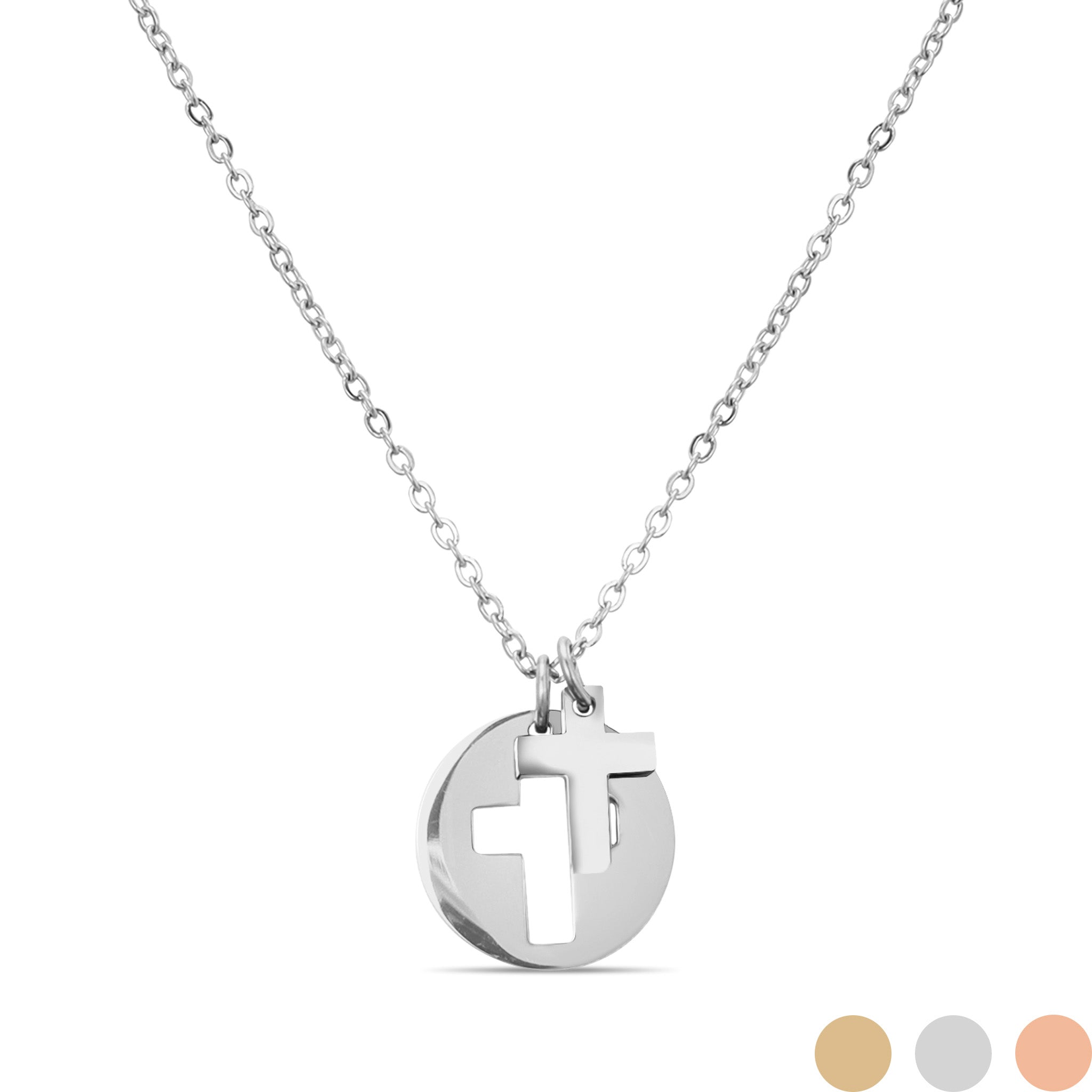 18K Gold PVD Stainless Steel Cutout Cross Charm Necklace / SBB0311、mySite、dreamappss