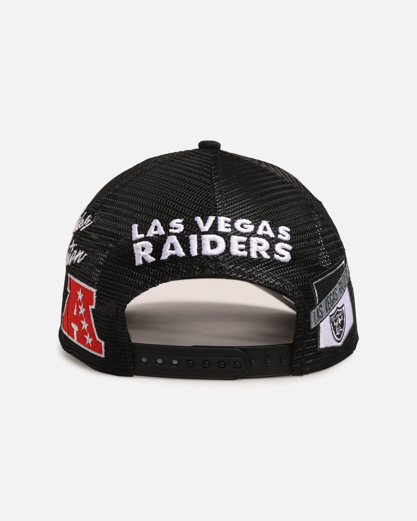 New Era Las Vegas Raiders 'Mesh Crown All Over Logos' 9FORTY A-Frame Snapback Official Team Colour、mySite、zt4zffjzw
