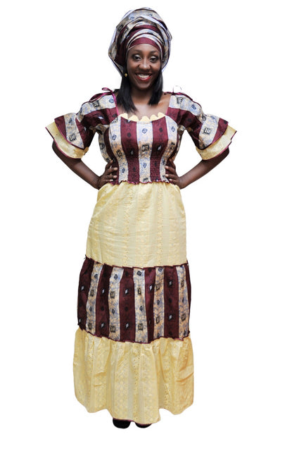 Unique African Print and Dry-Lace Senegalese Dress-DPTW536、mySite、solidvoid
